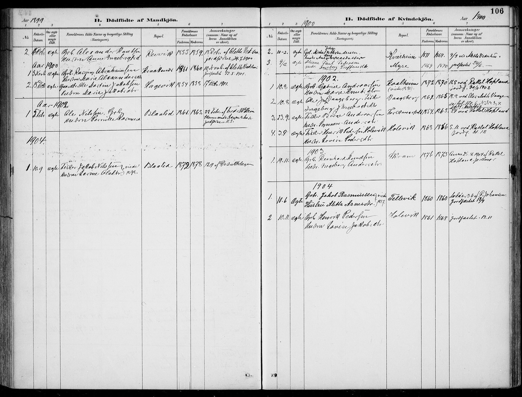 Selje sokneprestembete, AV/SAB-A-99938/H/Ha/Haa/Haac/L0002: Parish register (official) no. C  2, 1889-1904, p. 106