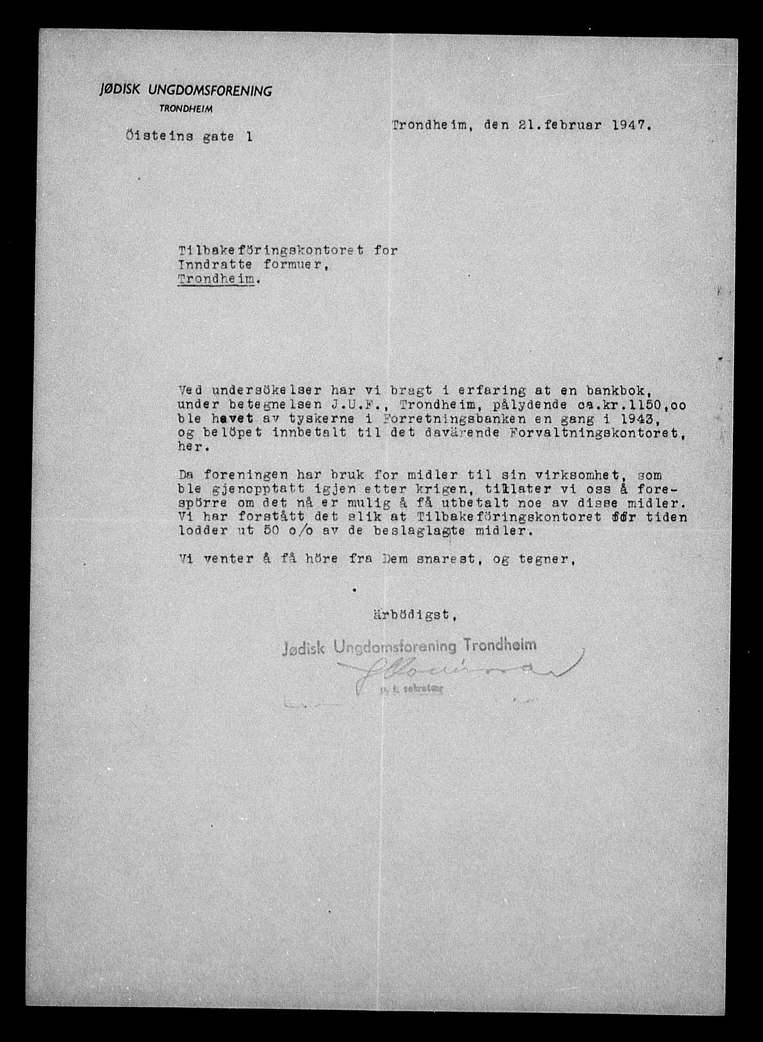 Justisdepartementet, Tilbakeføringskontoret for inndratte formuer, AV/RA-S-1564/H/Hc/Hca/L0899: --, 1945-1947, p. 251