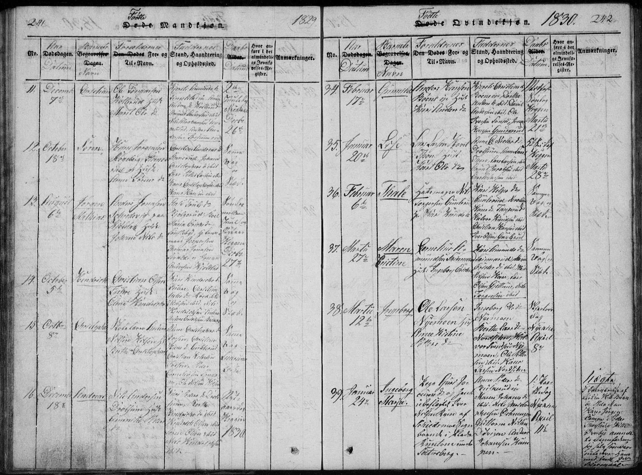 Modum kirkebøker, AV/SAKO-A-234/G/Ga/L0002: Parish register (copy) no. I 2, 1824-1832, p. 241-242