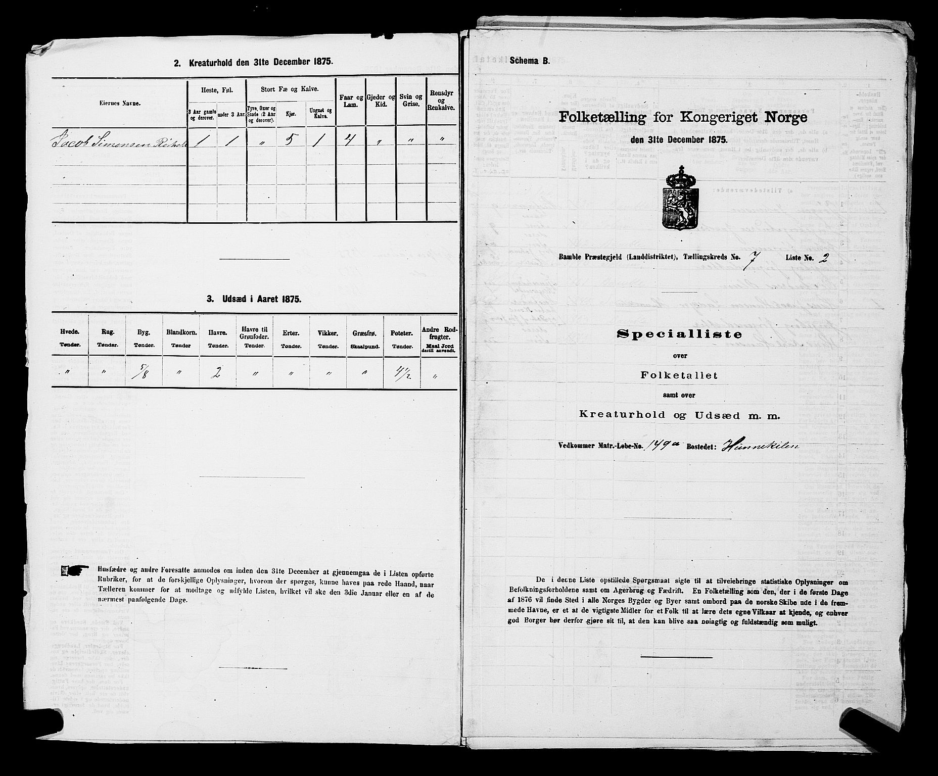 SAKO, 1875 census for 0814L Bamble/Bamble, 1875, p. 947