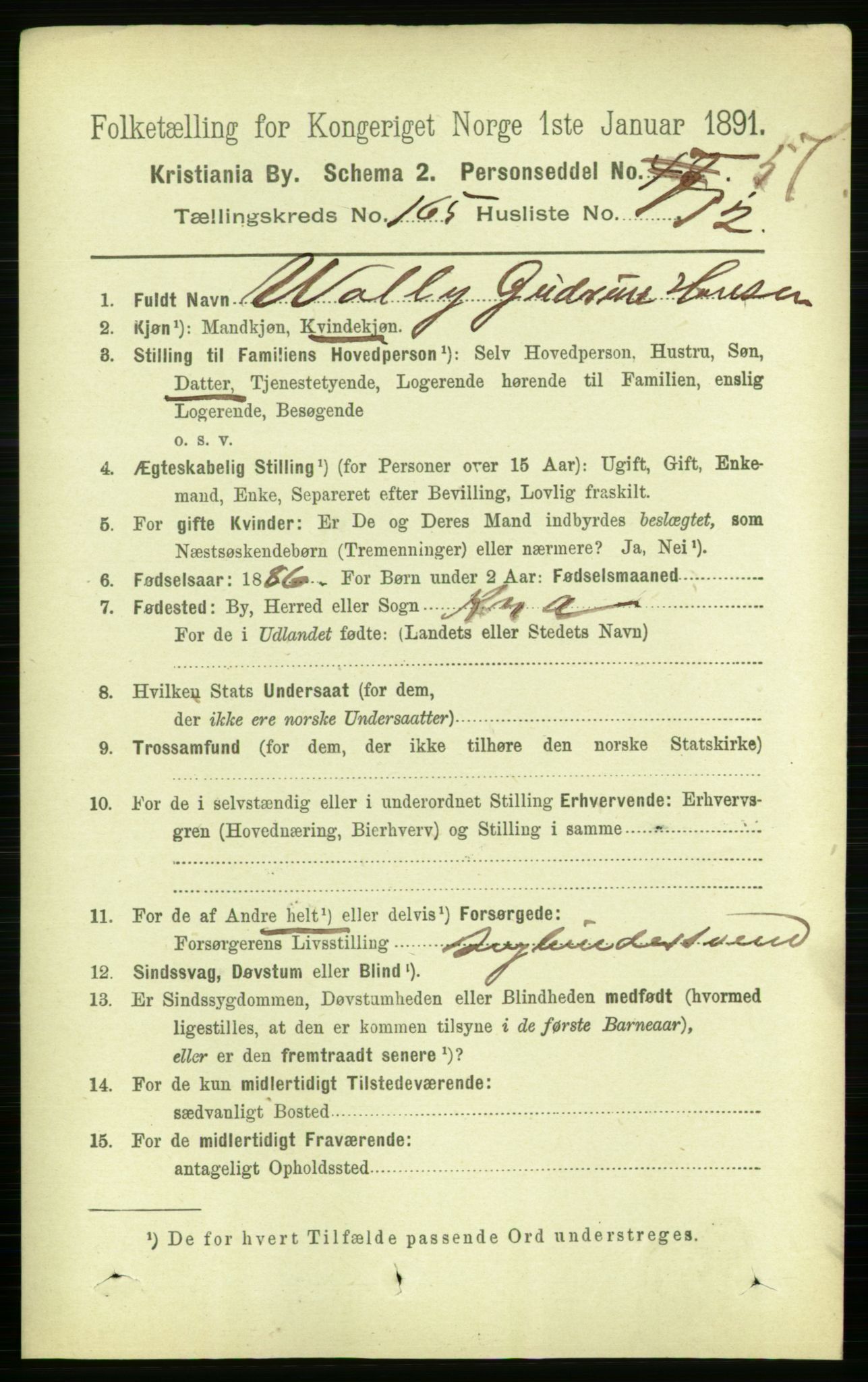 RA, 1891 census for 0301 Kristiania, 1891, p. 95699