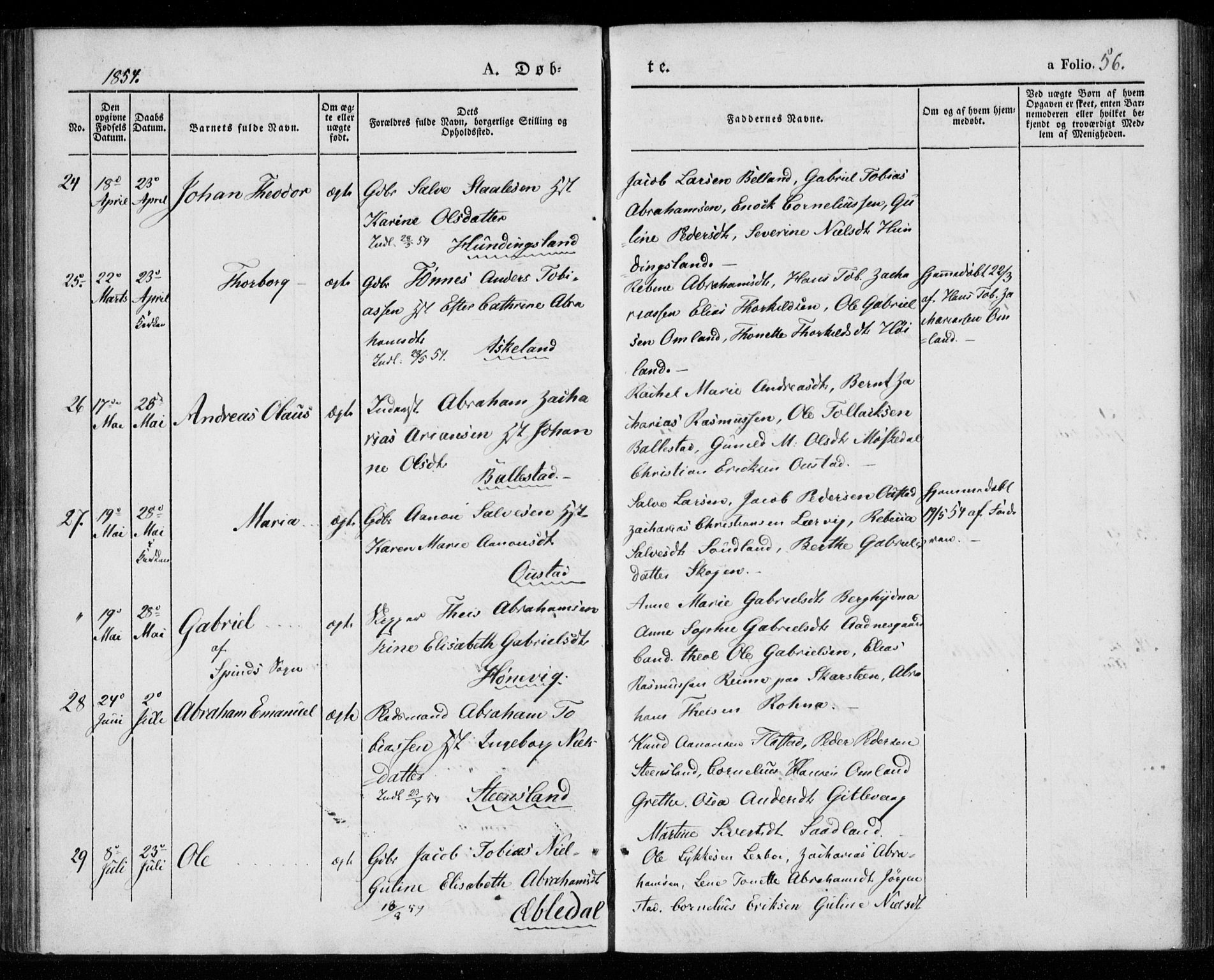 Lyngdal sokneprestkontor, AV/SAK-1111-0029/F/Fa/Faa/L0001: Parish register (official) no. A 1, 1837-1857, p. 56