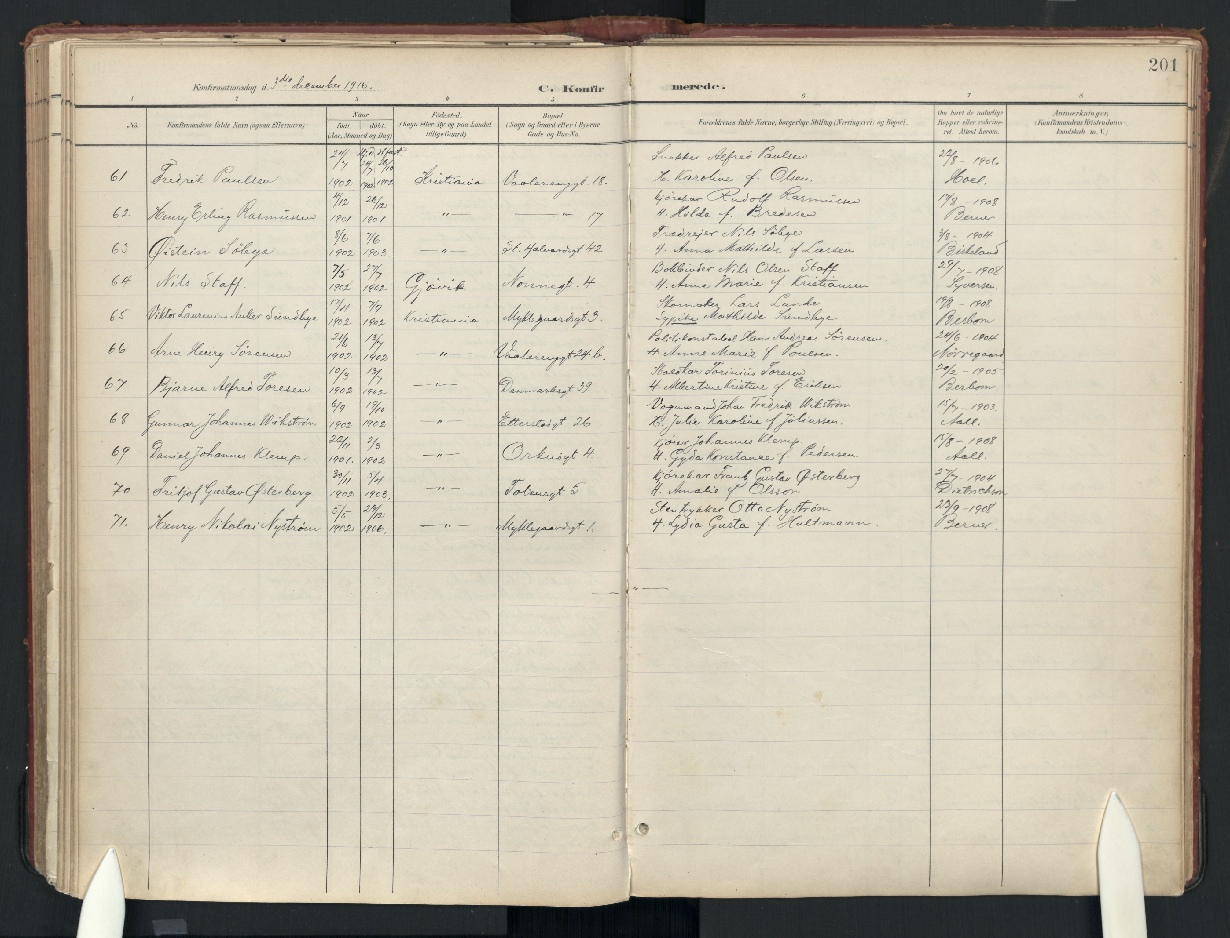 Vålerengen prestekontor Kirkebøker, AV/SAO-A-10878: Parish register (official) no. 3a, 1900-1925, p. 201