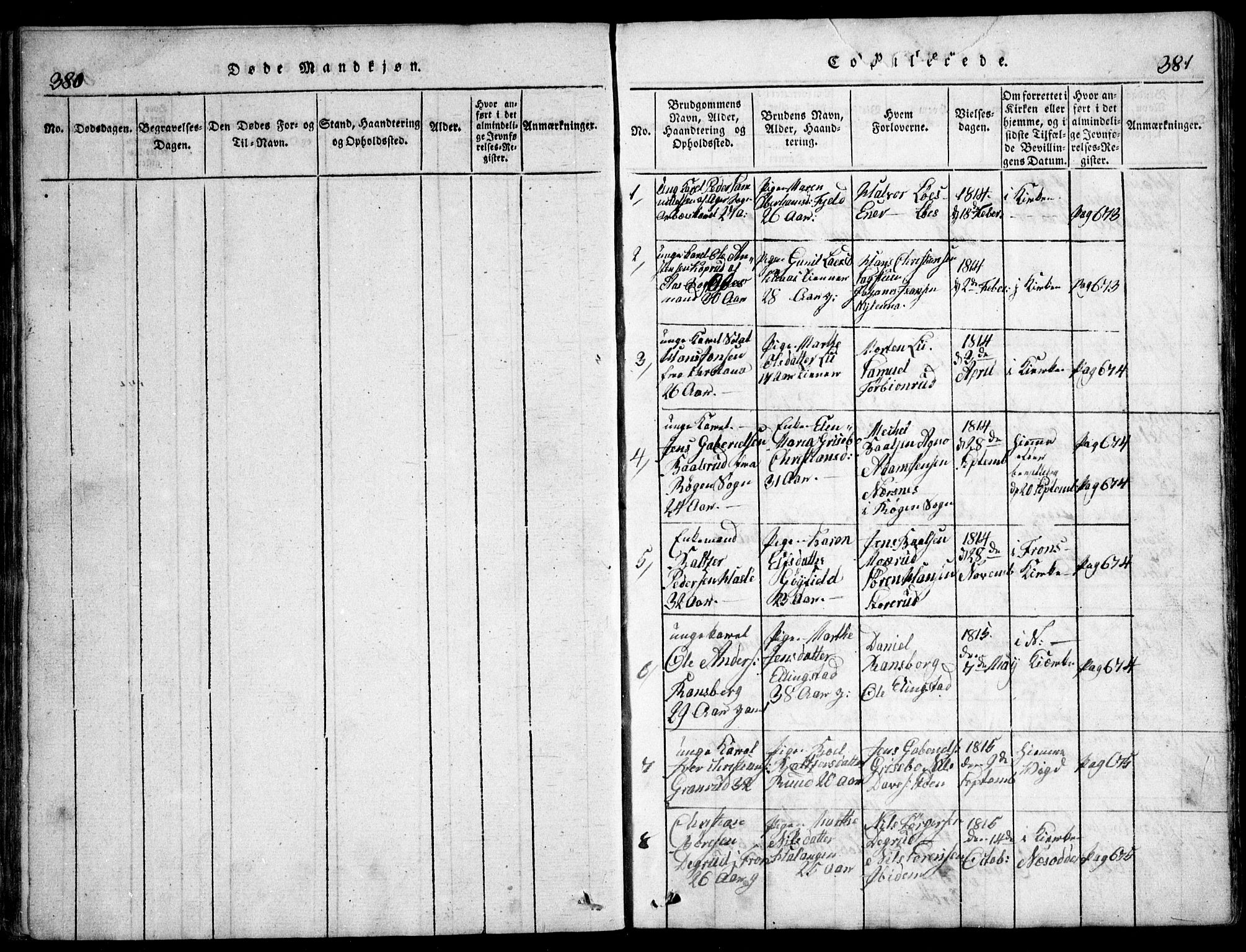 Nesodden prestekontor Kirkebøker, SAO/A-10013/G/Ga/L0001: Parish register (copy) no. I 1, 1814-1847, p. 380-381
