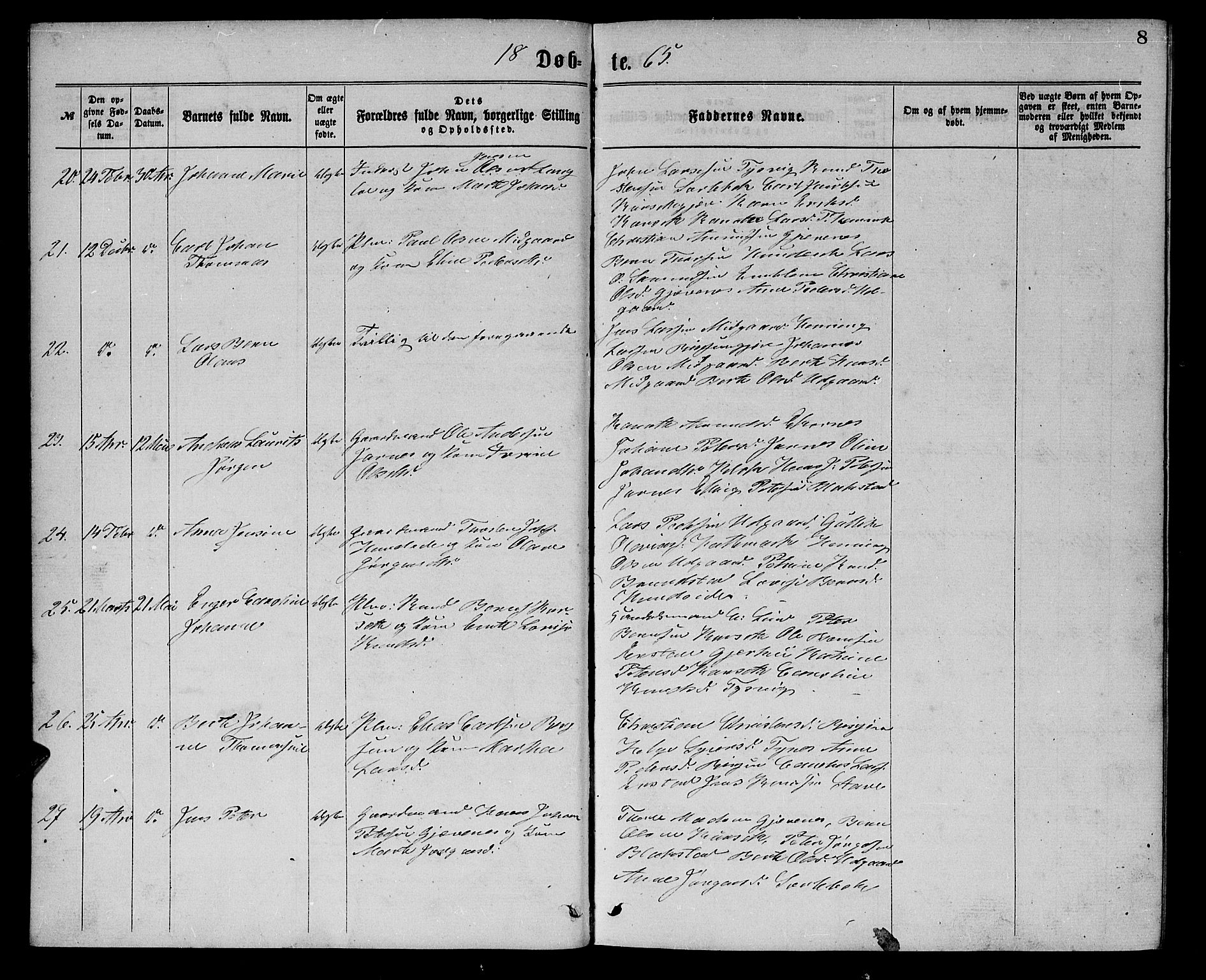 Ministerialprotokoller, klokkerbøker og fødselsregistre - Møre og Romsdal, SAT/A-1454/523/L0338: Parish register (copy) no. 523C01, 1865-1877, p. 8