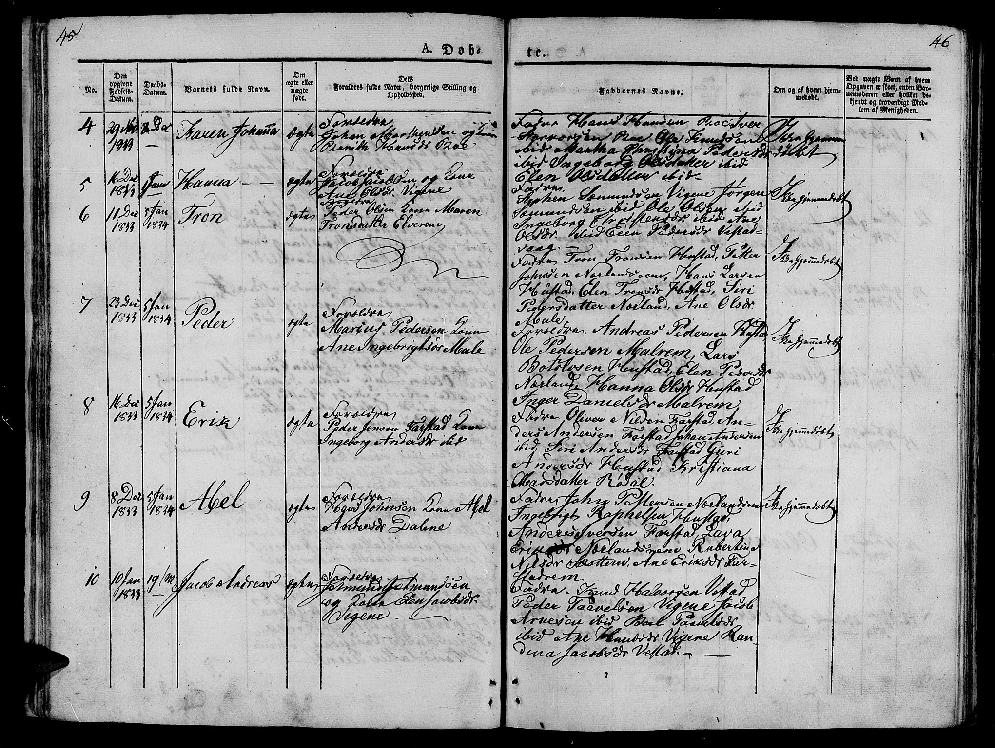 Ministerialprotokoller, klokkerbøker og fødselsregistre - Møre og Romsdal, AV/SAT-A-1454/566/L0765: Parish register (official) no. 566A04, 1829-1841, p. 45-46