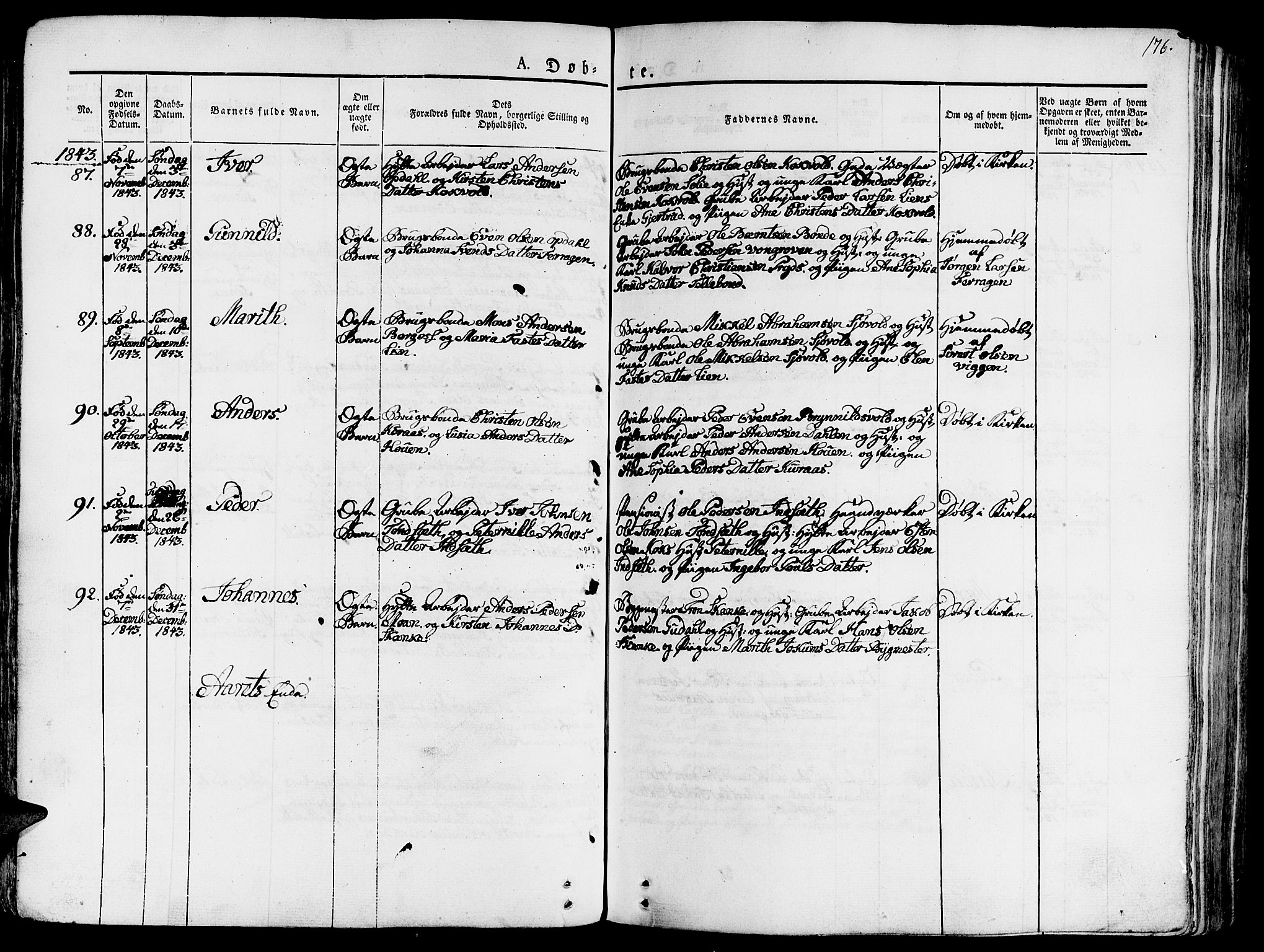 Ministerialprotokoller, klokkerbøker og fødselsregistre - Sør-Trøndelag, SAT/A-1456/681/L0930: Parish register (official) no. 681A08, 1829-1844, p. 176