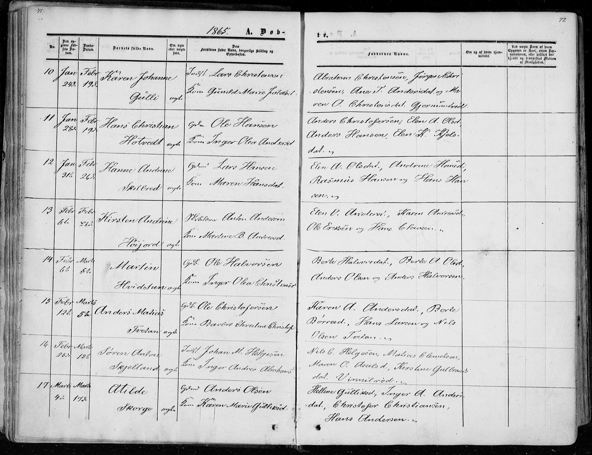 Andebu kirkebøker, SAKO/A-336/F/Fa/L0005: Parish register (official) no. 5, 1857-1870, p. 71-72