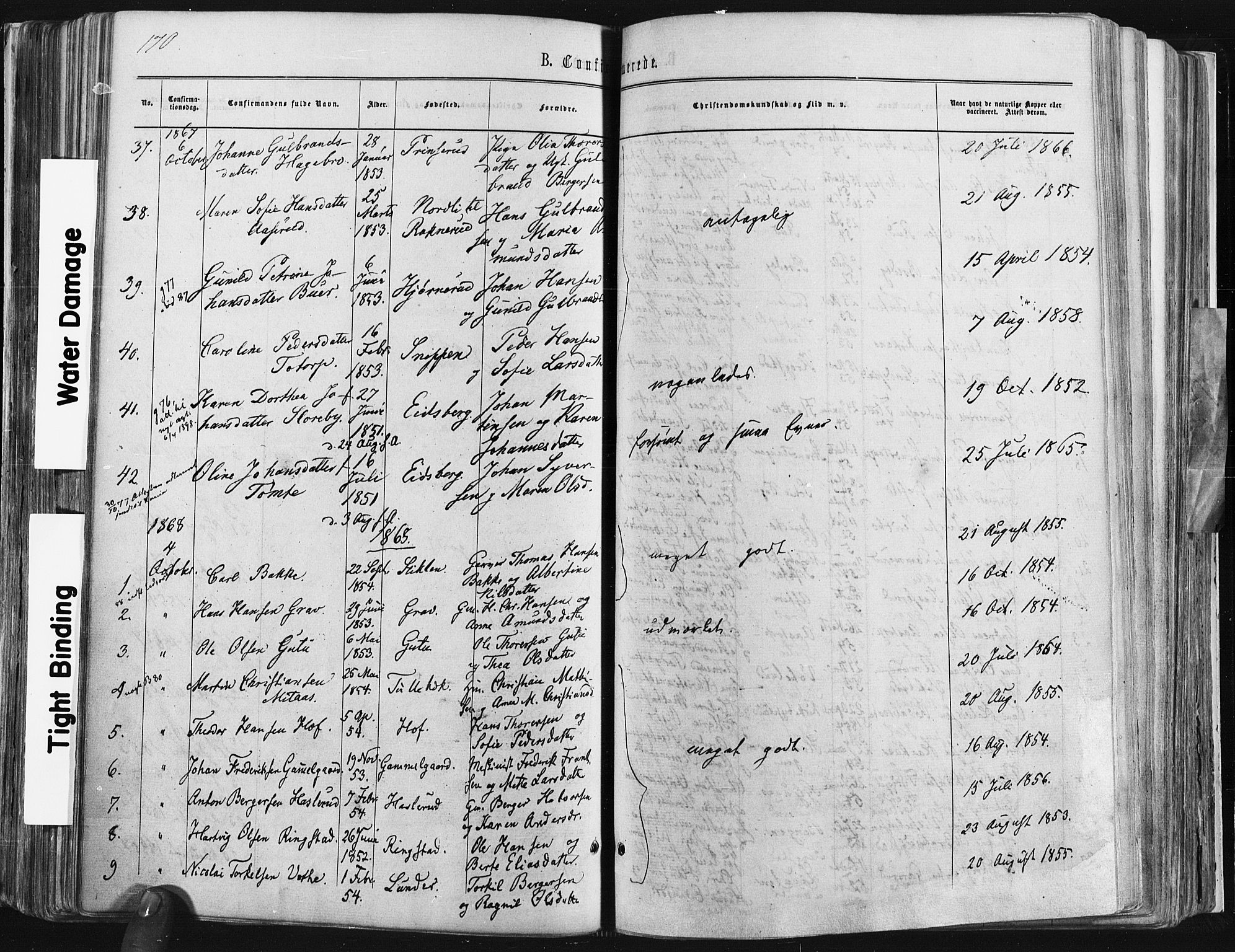 Trøgstad prestekontor Kirkebøker, SAO/A-10925/F/Fa/L0009: Parish register (official) no. I 9, 1865-1877, p. 170