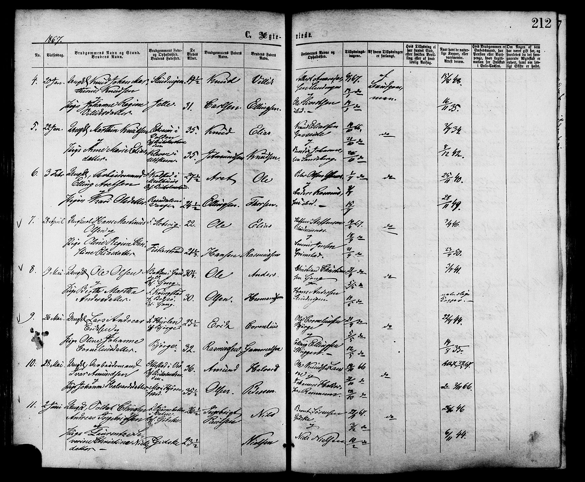 Ministerialprotokoller, klokkerbøker og fødselsregistre - Møre og Romsdal, AV/SAT-A-1454/528/L0399: Parish register (official) no. 528A10, 1864-1879, p. 212