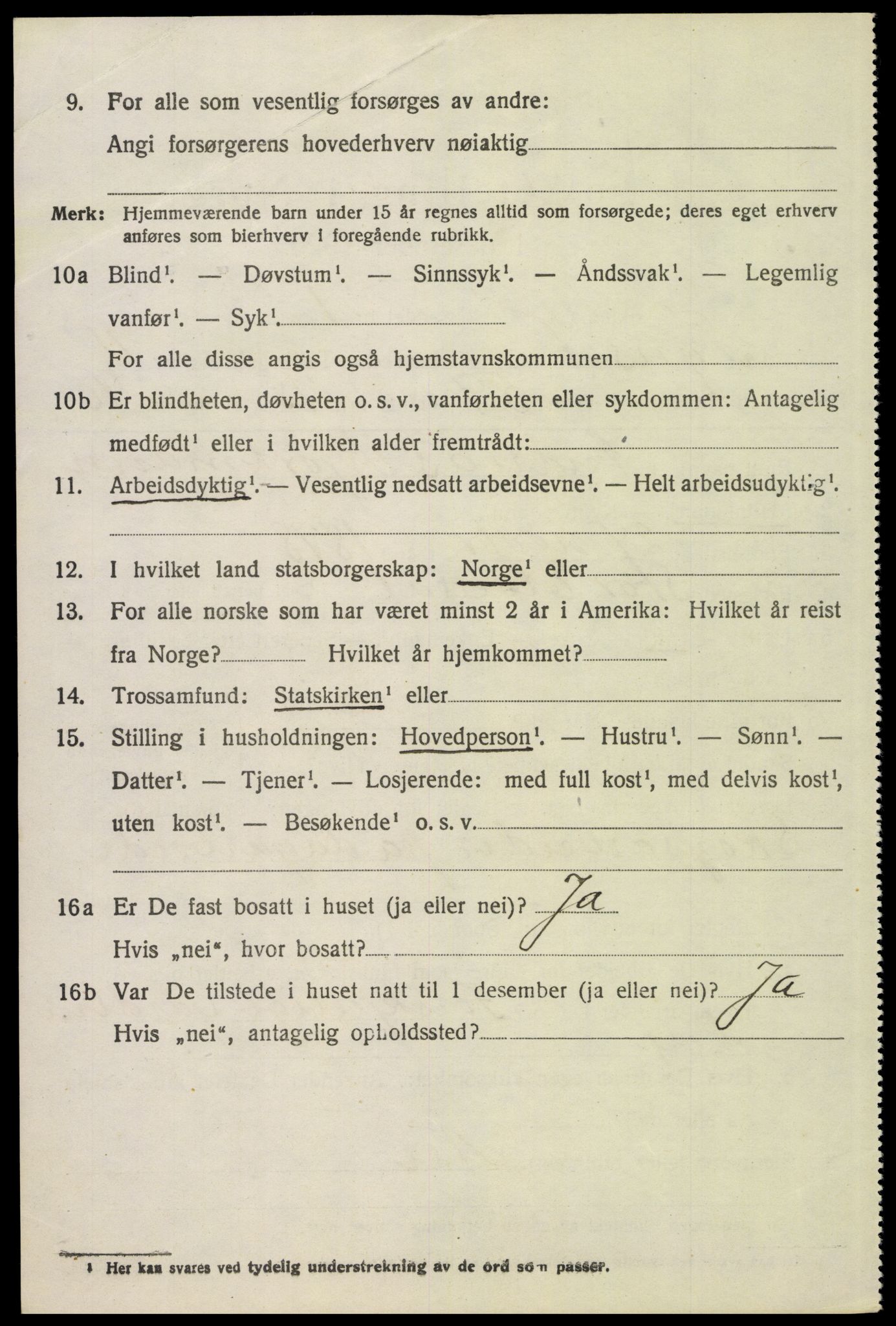 SAH, 1920 census for Tynset, 1920, p. 3951