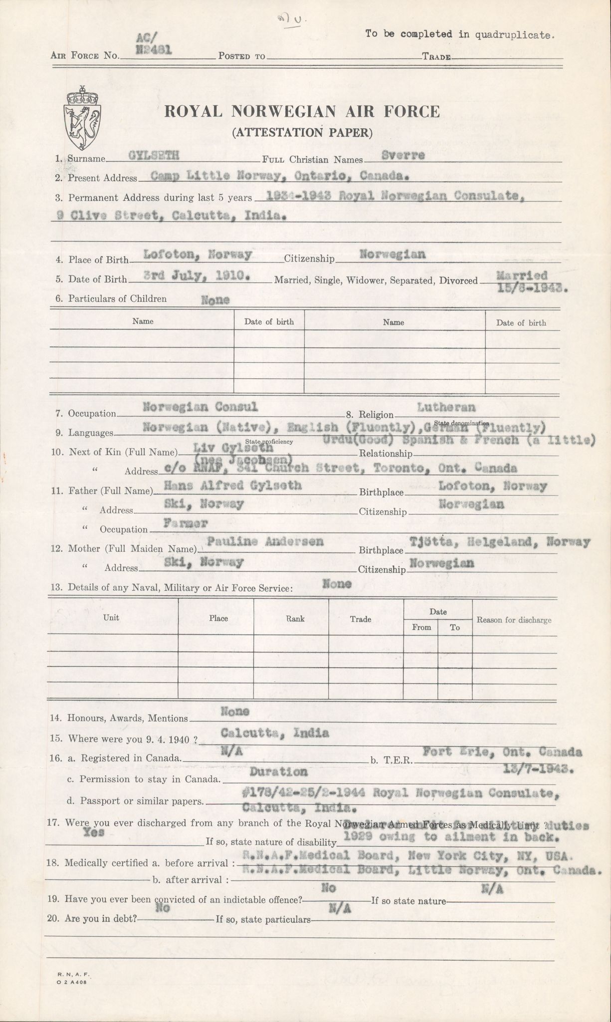 Forsvaret, Forsvarets overkommando/Luftforsvarsstaben, AV/RA-RAFA-4079/P/Pa/L0024: Personellpapirer, 1910, p. 303