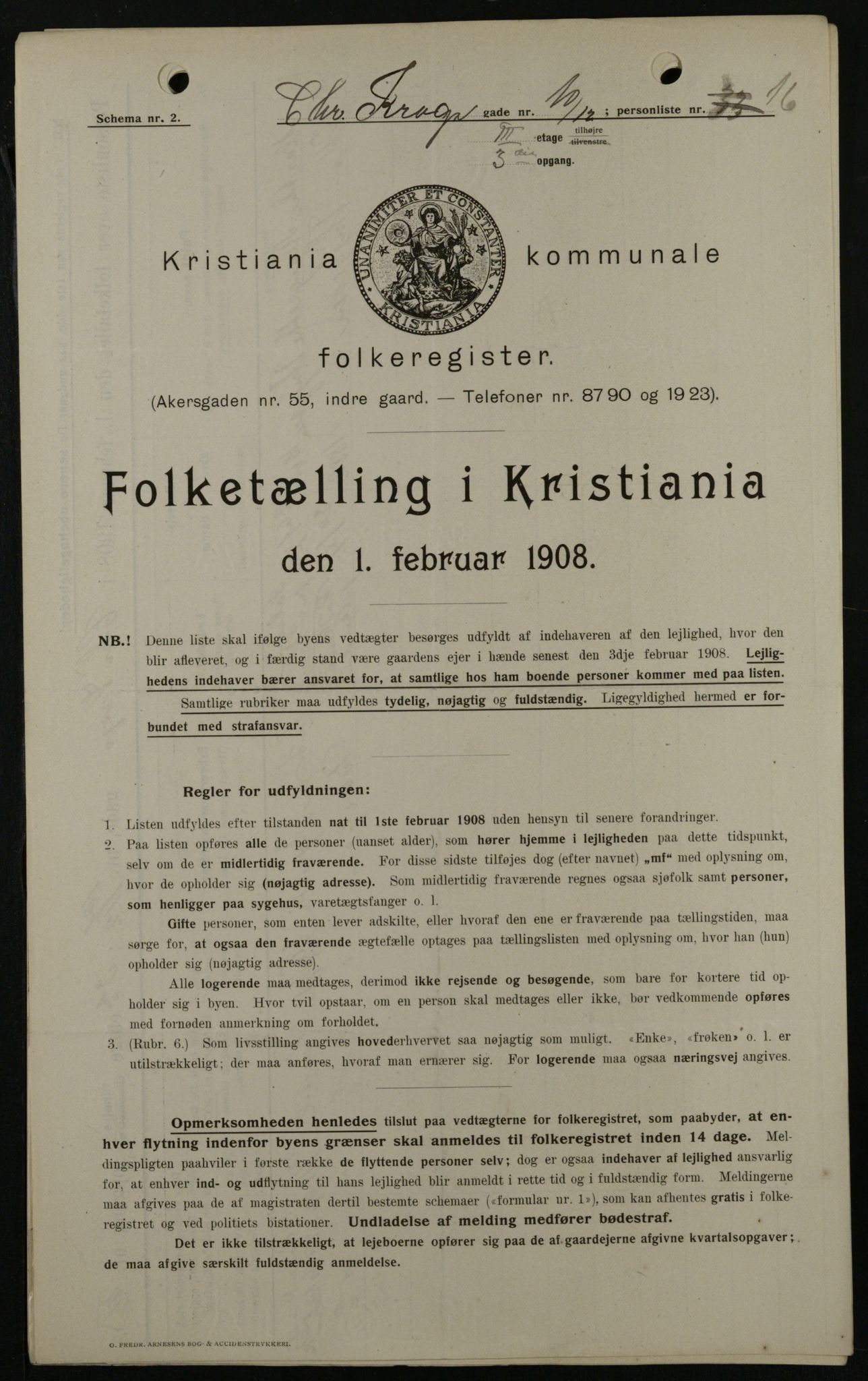 OBA, Municipal Census 1908 for Kristiania, 1908, p. 11081