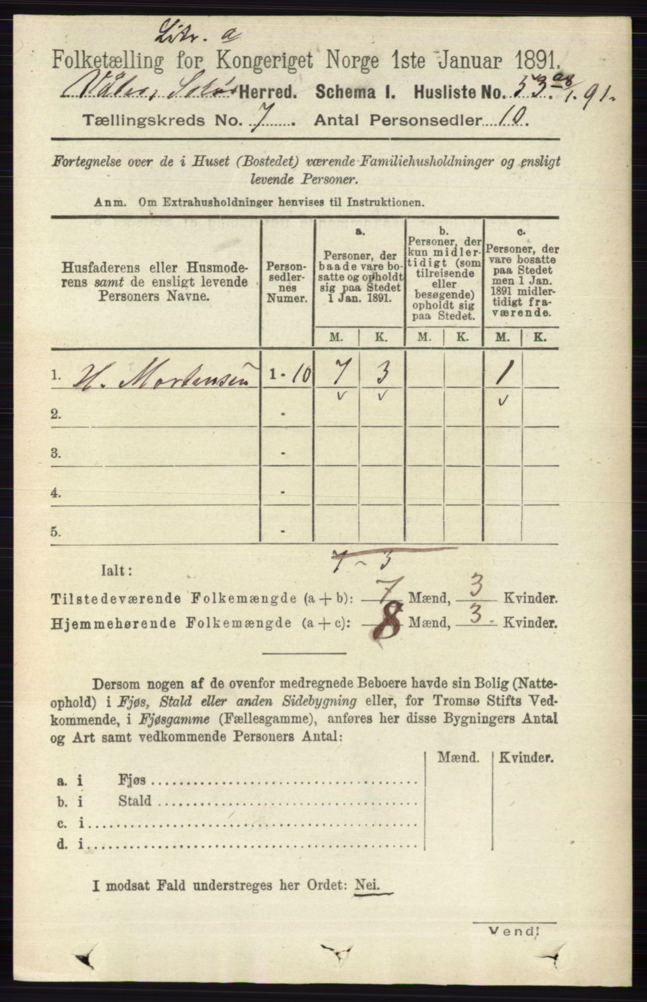 RA, 1891 census for 0426 Våler, 1891, p. 2921