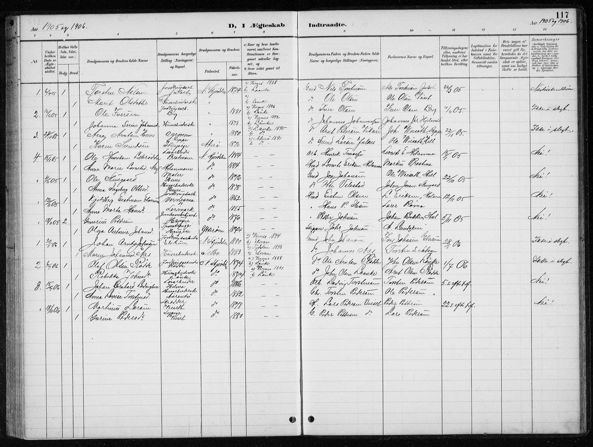 Ministerialprotokoller, klokkerbøker og fødselsregistre - Nord-Trøndelag, SAT/A-1458/710/L0096: Parish register (copy) no. 710C01, 1892-1925, p. 117