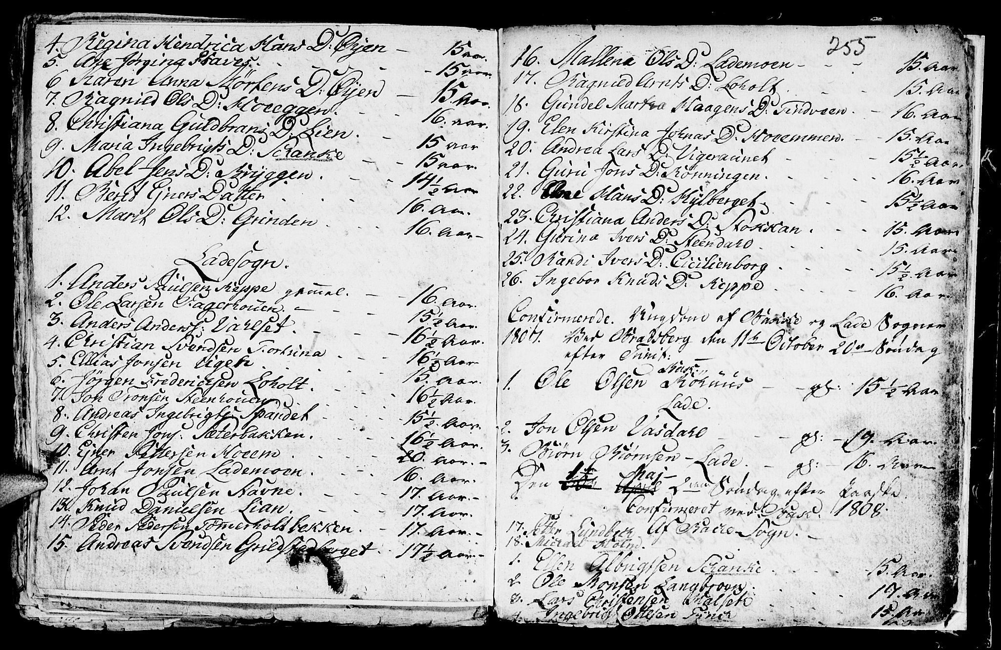 Ministerialprotokoller, klokkerbøker og fødselsregistre - Sør-Trøndelag, SAT/A-1456/604/L0218: Parish register (copy) no. 604C01, 1754-1819, p. 255