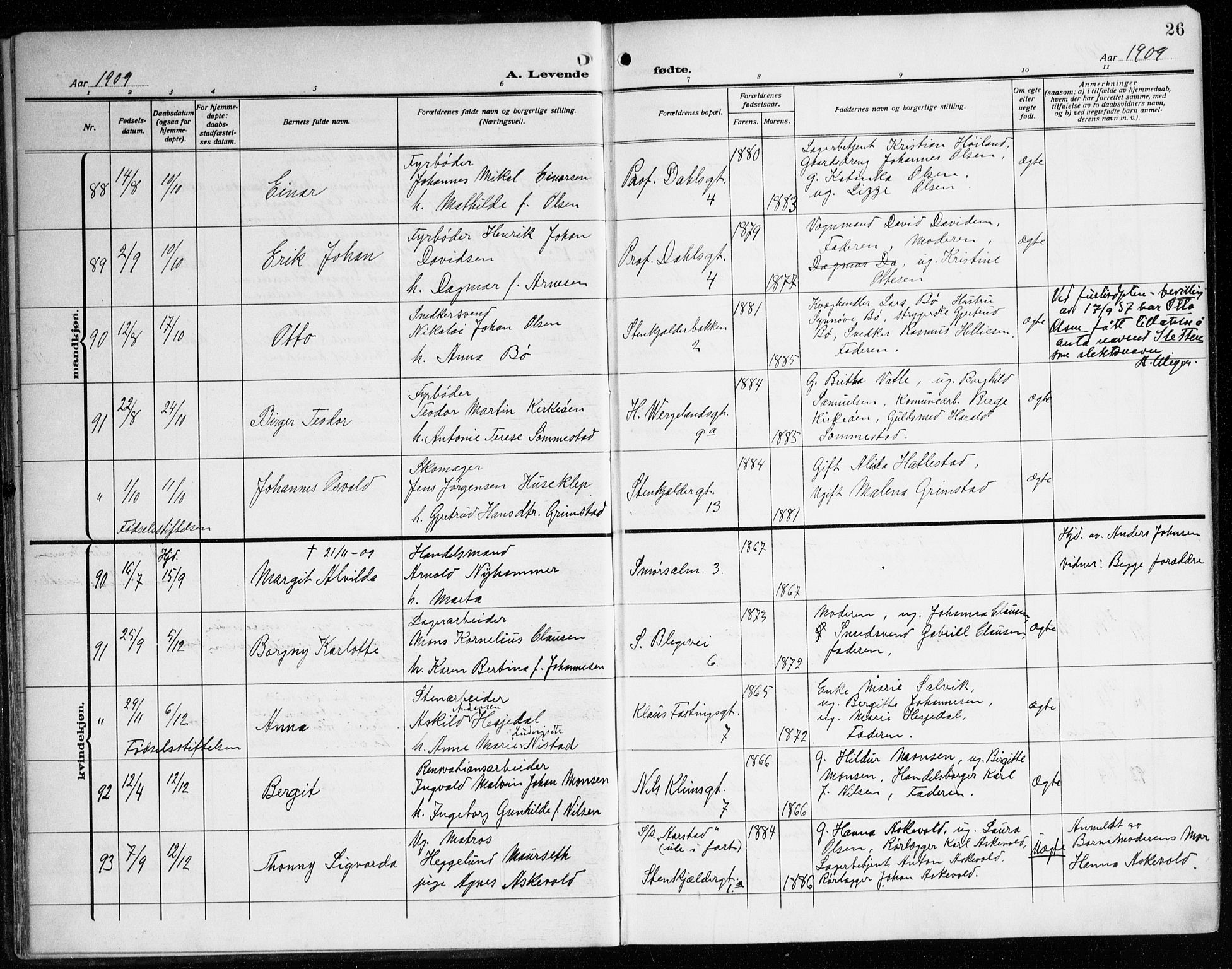 Korskirken sokneprestembete, SAB/A-76101/H/Haa: Parish register (official) no. B 10, 1909-1923, p. 26