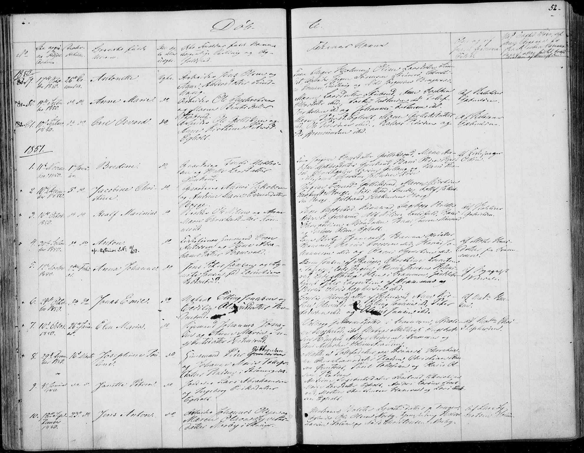 Skoger kirkebøker, AV/SAKO-A-59/F/Fa/L0003: Parish register (official) no. I 3, 1842-1861, p. 52