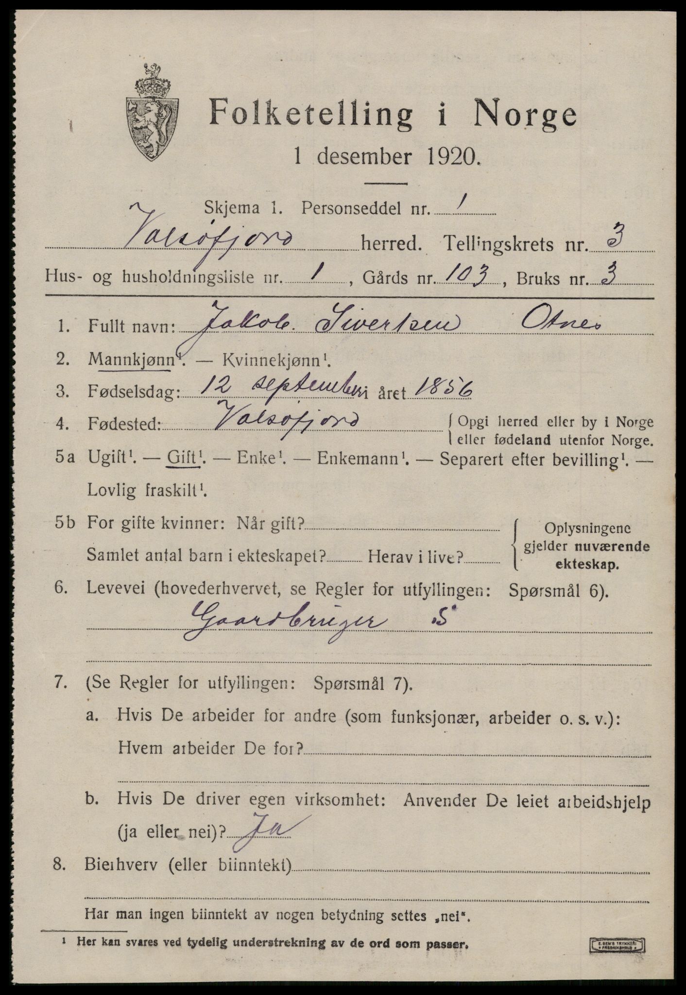SAT, 1920 census for Valsøyfjord, 1920, p. 1029