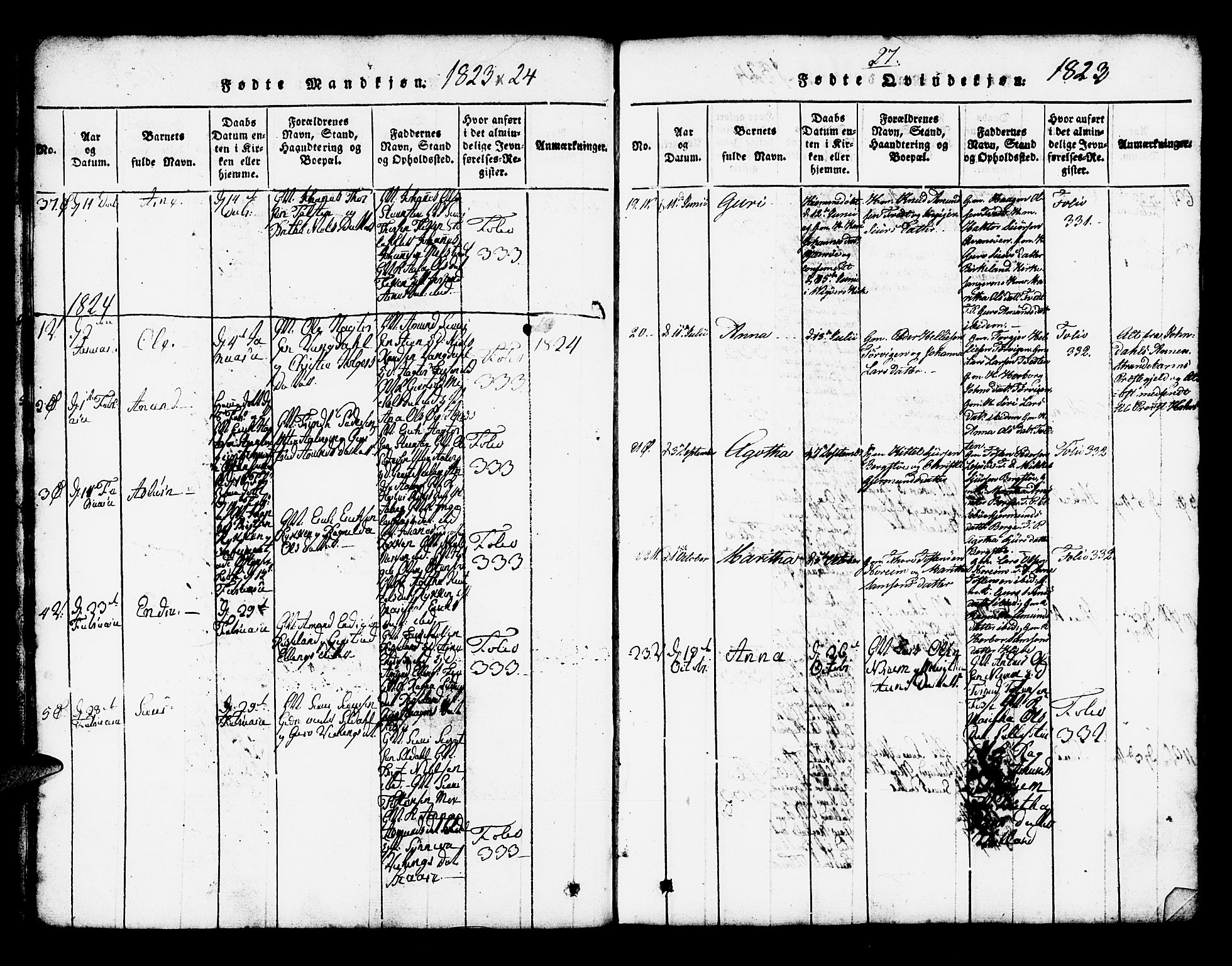 Kvam sokneprestembete, AV/SAB-A-76201/H/Haa: Parish register (official) no. A 6, 1818-1832, p. 27