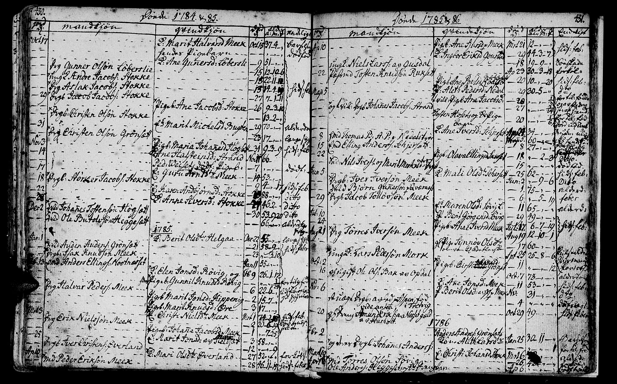 Ministerialprotokoller, klokkerbøker og fødselsregistre - Møre og Romsdal, SAT/A-1454/568/L0799: Parish register (official) no. 568A08, 1780-1819, p. 430-431