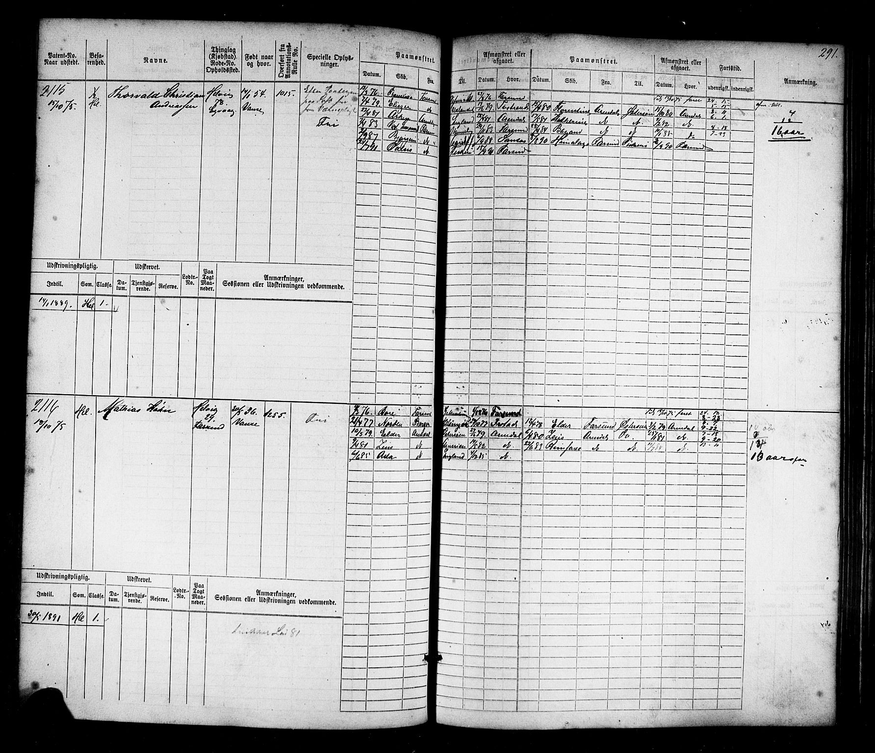 Farsund mønstringskrets, AV/SAK-2031-0017/F/Fb/L0017: Hovedrulle nr 1537-2300, Z-9, 1868-1904, p. 303