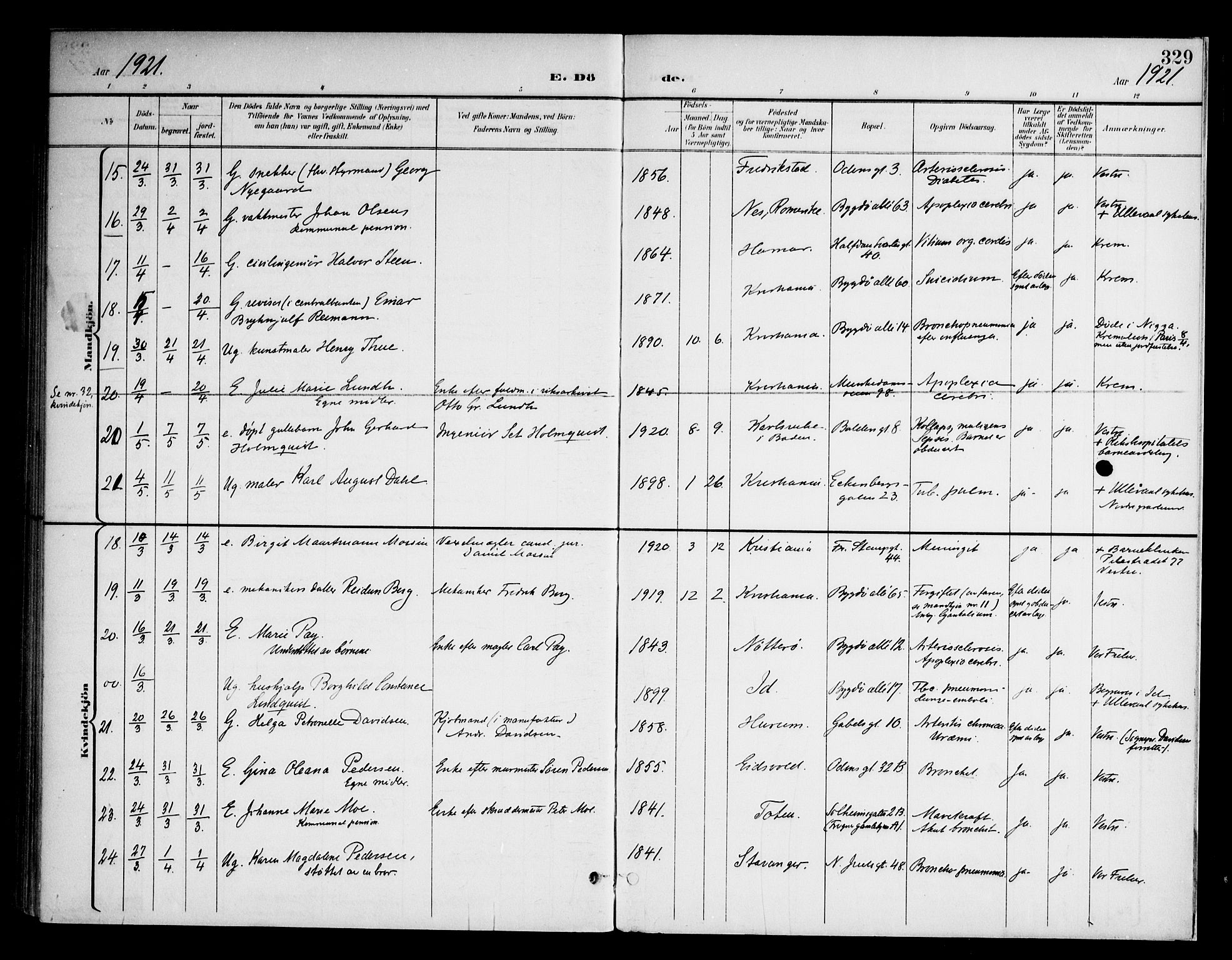 Frogner prestekontor Kirkebøker, AV/SAO-A-10886/F/Fa/L0004: Parish register (official) no. 4, 1898-1921, p. 329