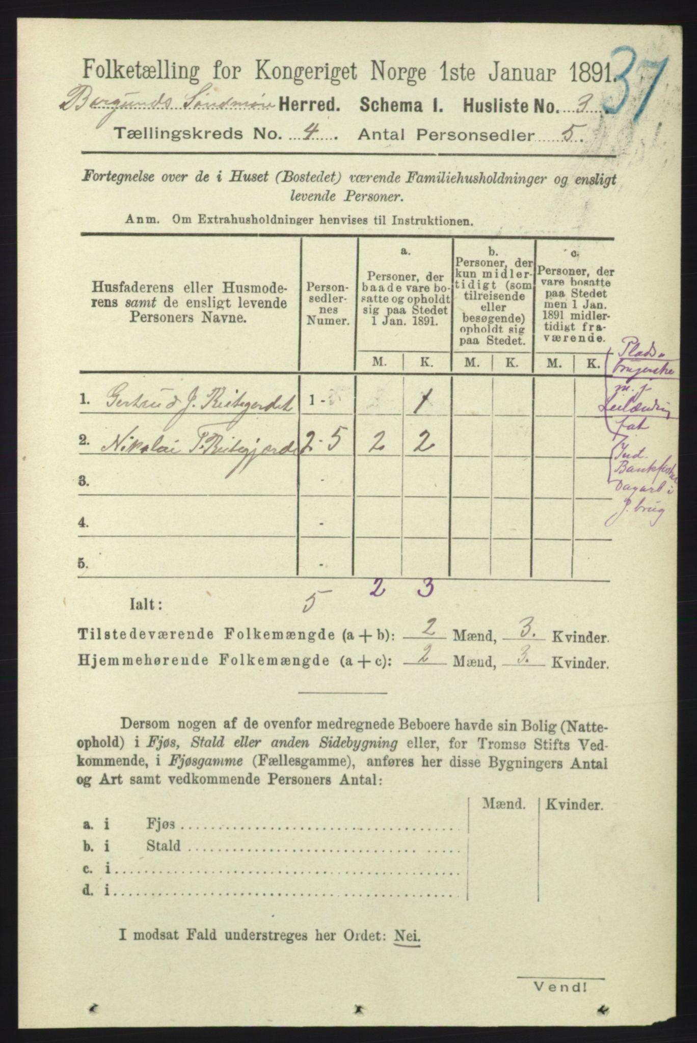 RA, 1891 census for 1531 Borgund, 1891, p. 962