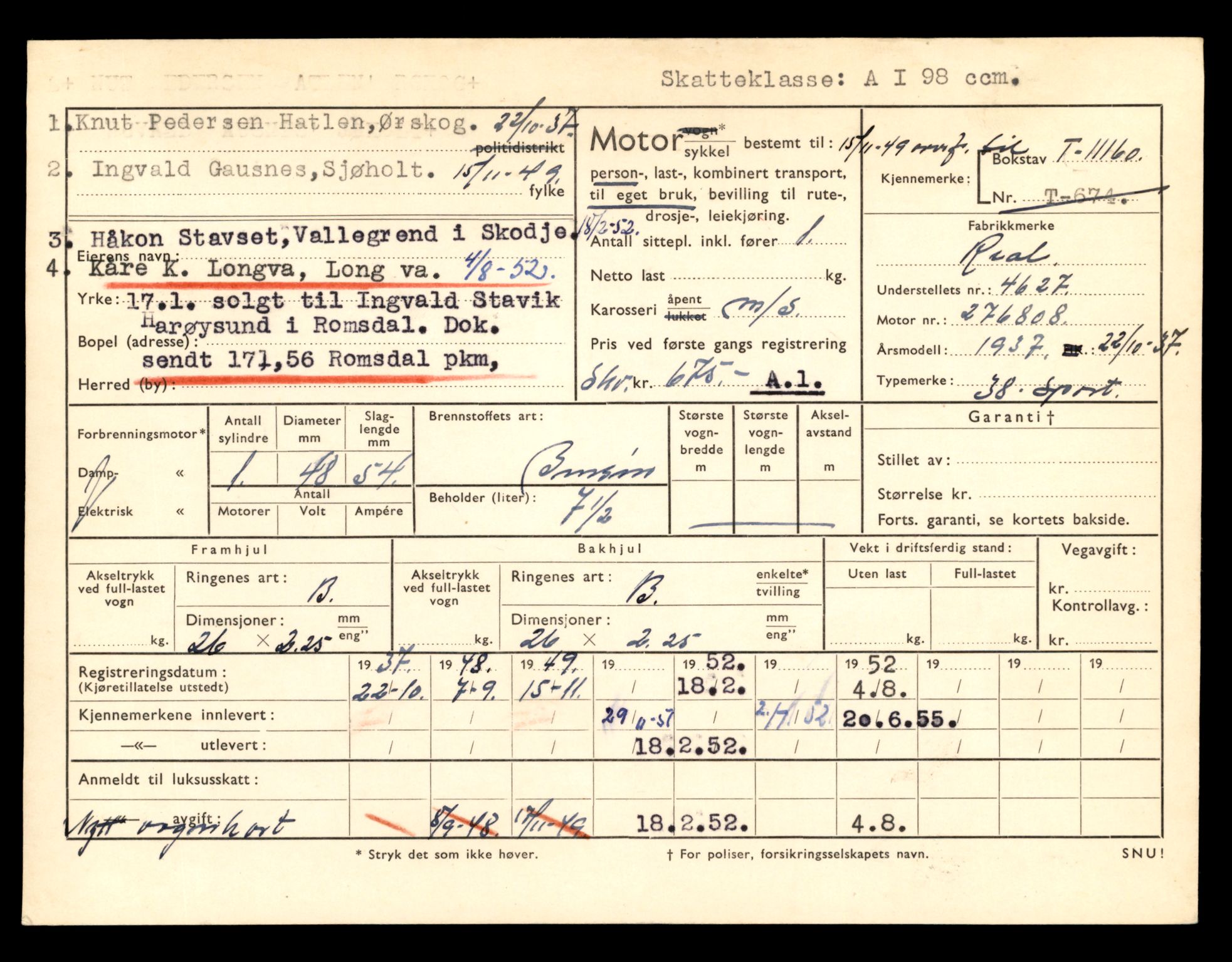 Møre og Romsdal vegkontor - Ålesund trafikkstasjon, AV/SAT-A-4099/F/Fe/L0026: Registreringskort for kjøretøy T 11046 - T 11160, 1927-1998, p. 3157