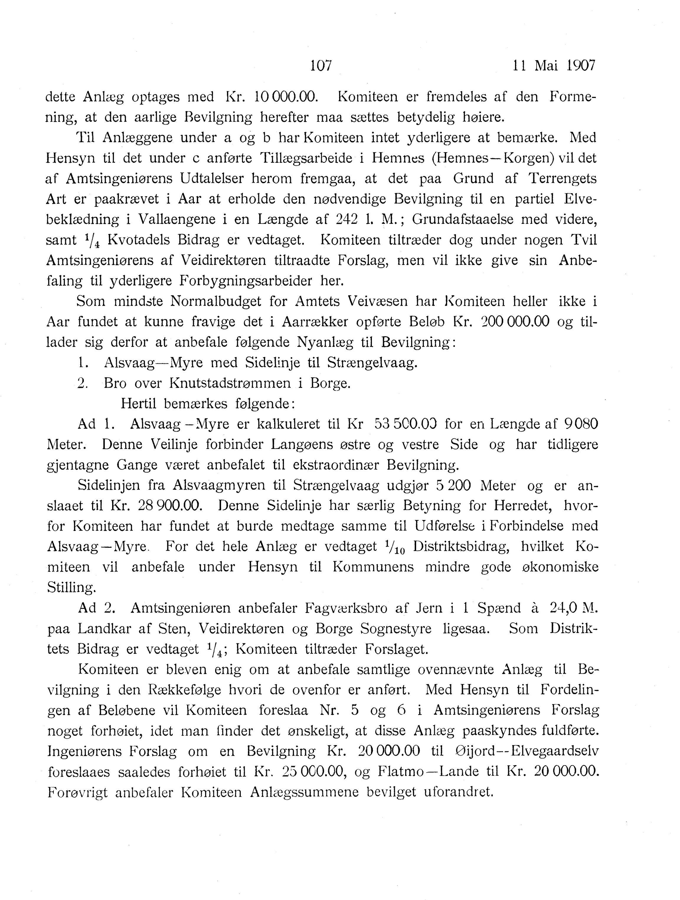 Nordland Fylkeskommune. Fylkestinget, AIN/NFK-17/176/A/Ac/L0030: Fylkestingsforhandlinger 1907, 1907