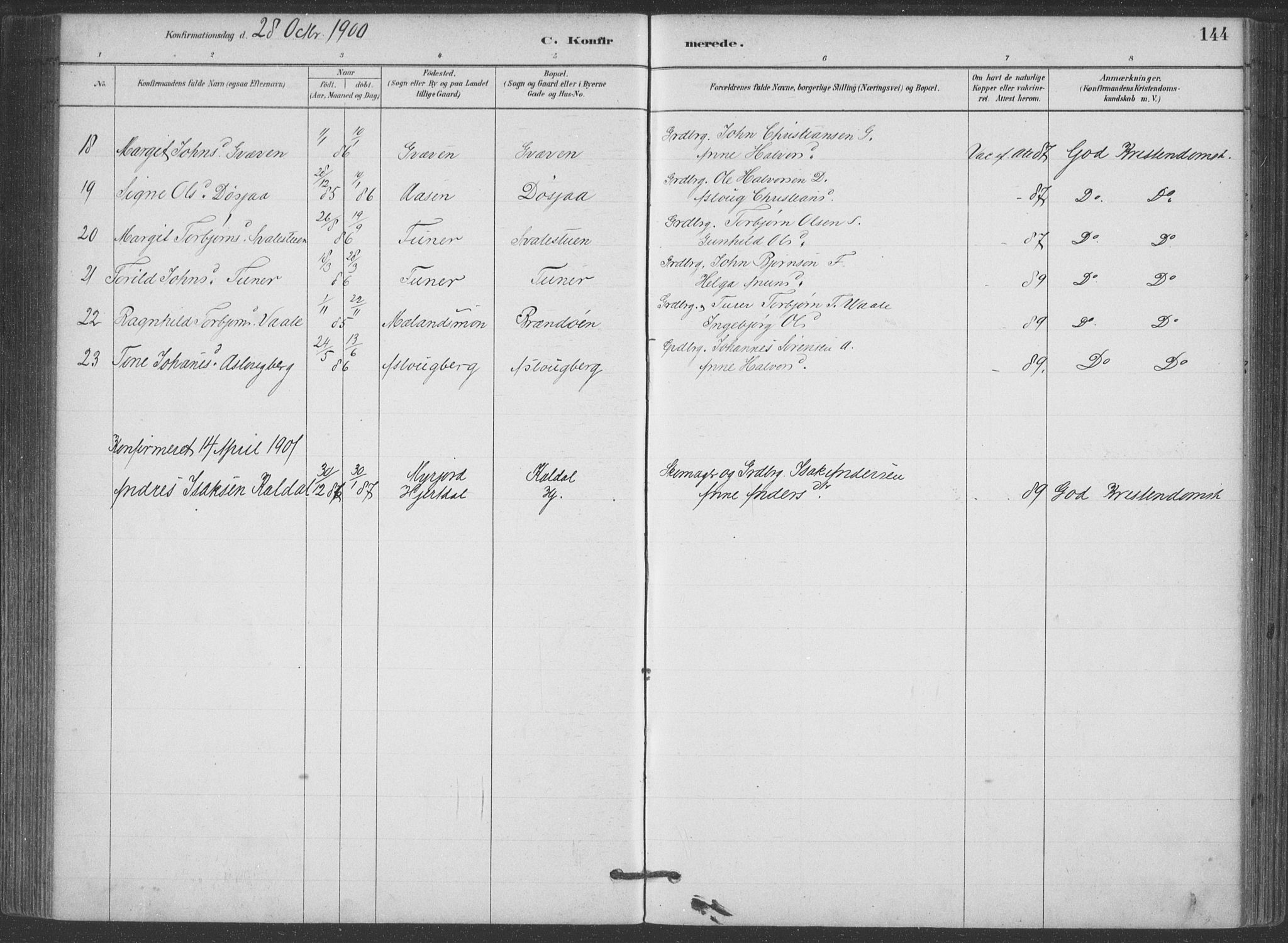 Hjartdal kirkebøker, AV/SAKO-A-270/F/Fa/L0010: Parish register (official) no. I 10, 1880-1929, p. 144