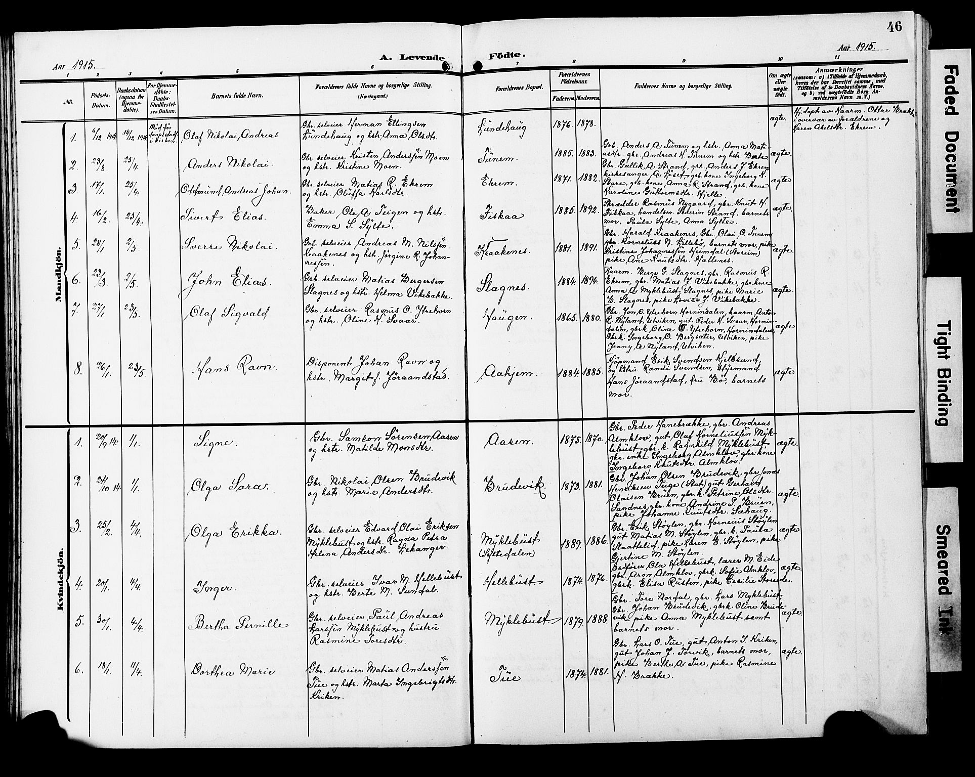 Ministerialprotokoller, klokkerbøker og fødselsregistre - Møre og Romsdal, SAT/A-1454/501/L0018: Parish register (copy) no. 501C04, 1902-1930, p. 46