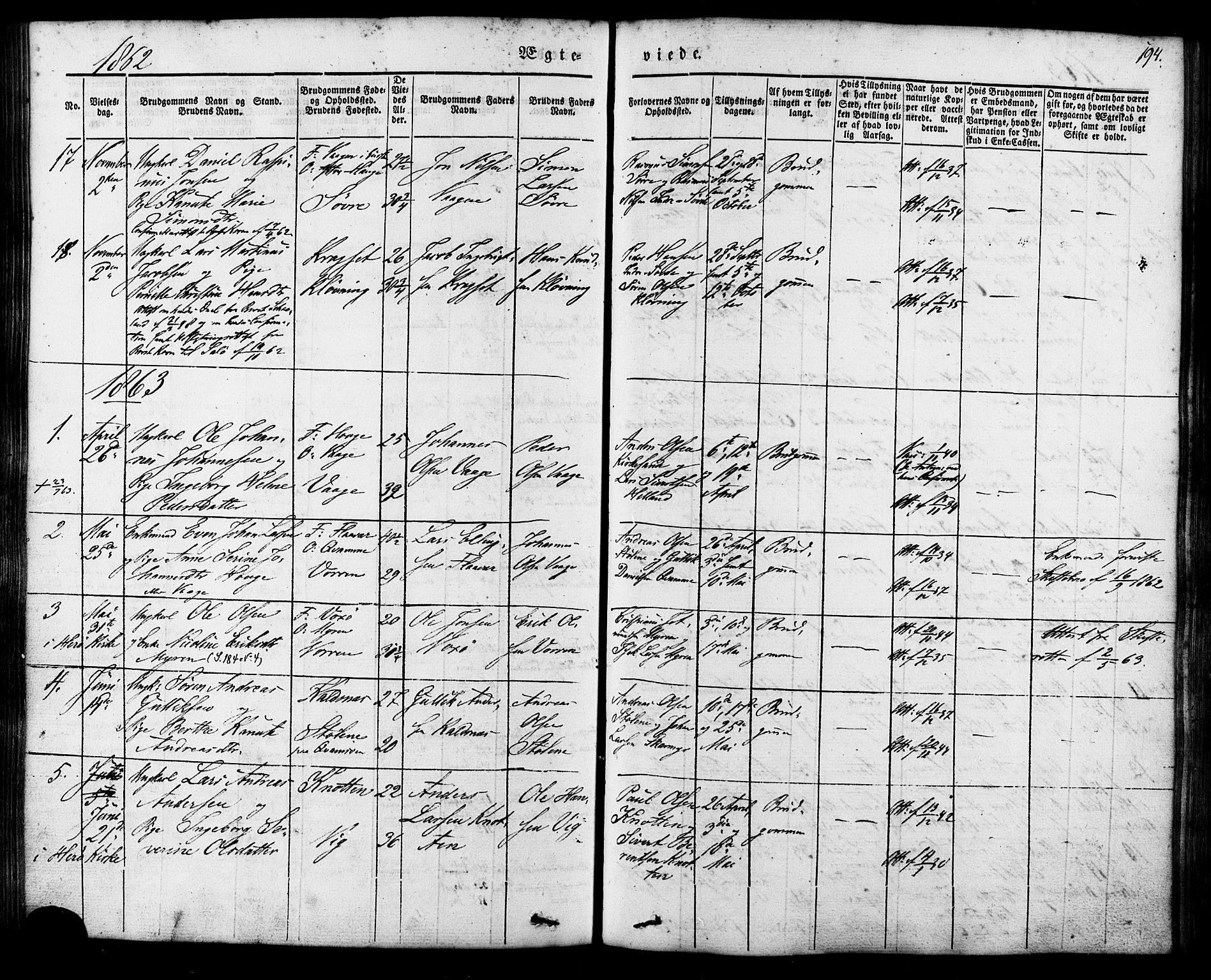 Ministerialprotokoller, klokkerbøker og fødselsregistre - Møre og Romsdal, AV/SAT-A-1454/503/L0034: Parish register (official) no. 503A02, 1841-1884, p. 194