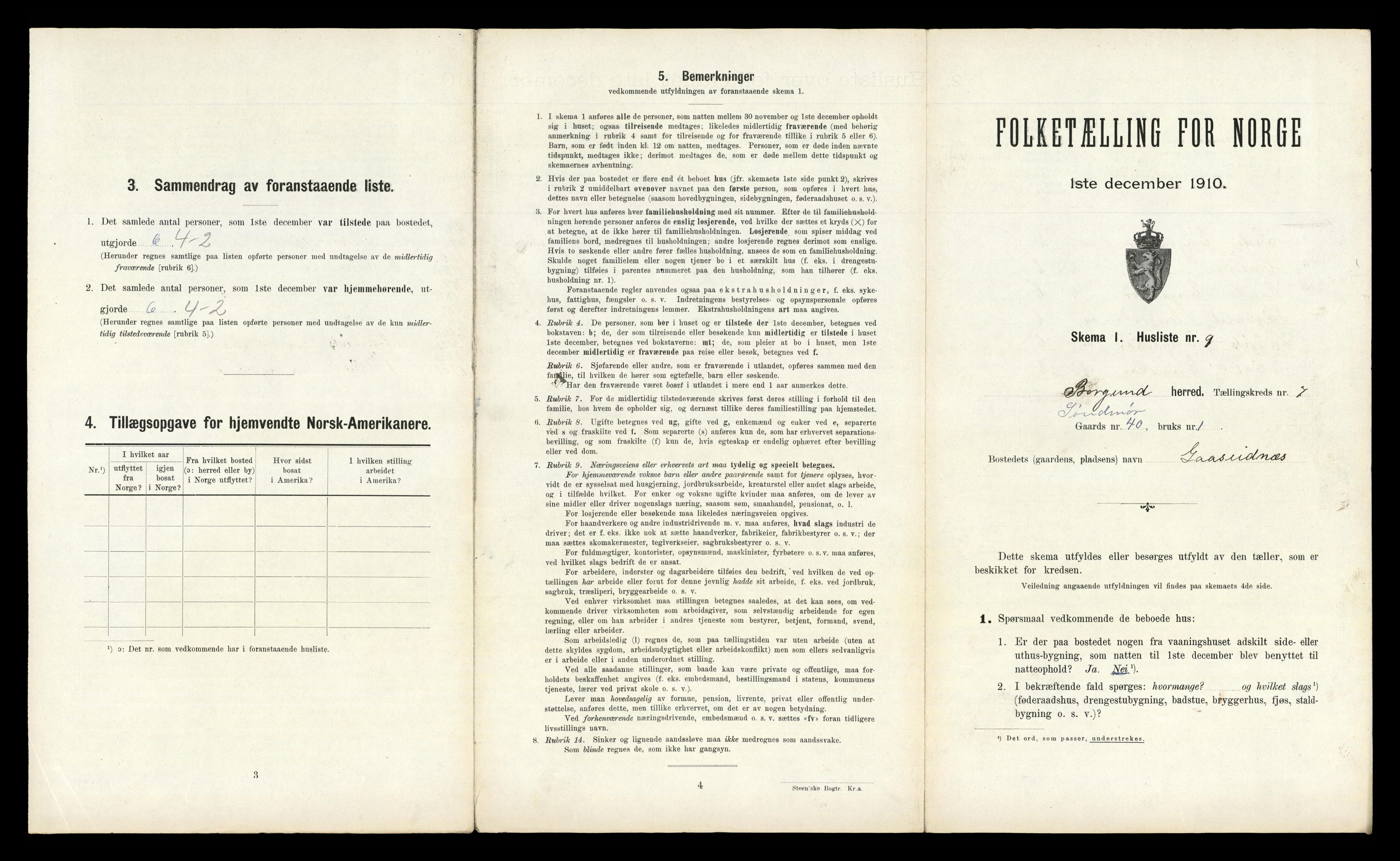 RA, 1910 census for Borgund, 1910, p. 569