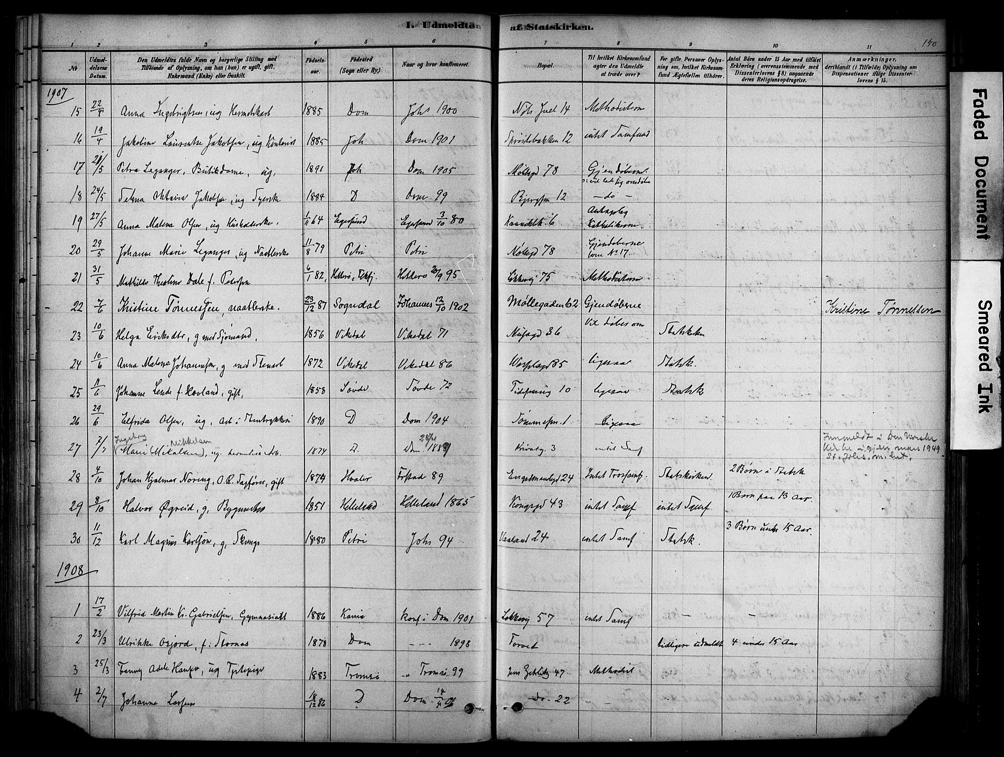 Domkirken sokneprestkontor, SAST/A-101812/001/30/30BA/L0025: Parish register (official) no. A 24, 1877-1927, p. 150
