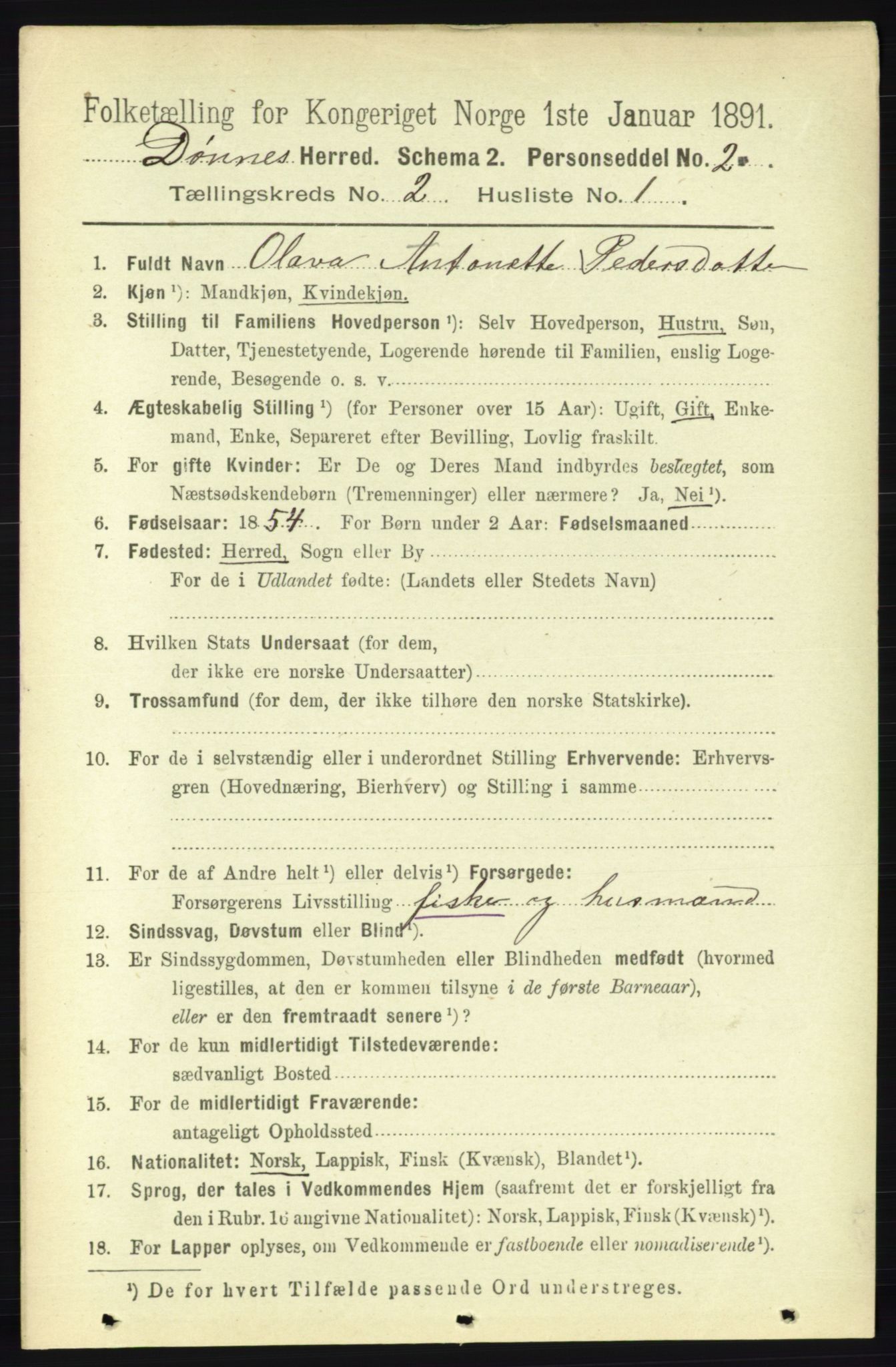 RA, 1891 census for 1827 Dønnes, 1891, p. 698