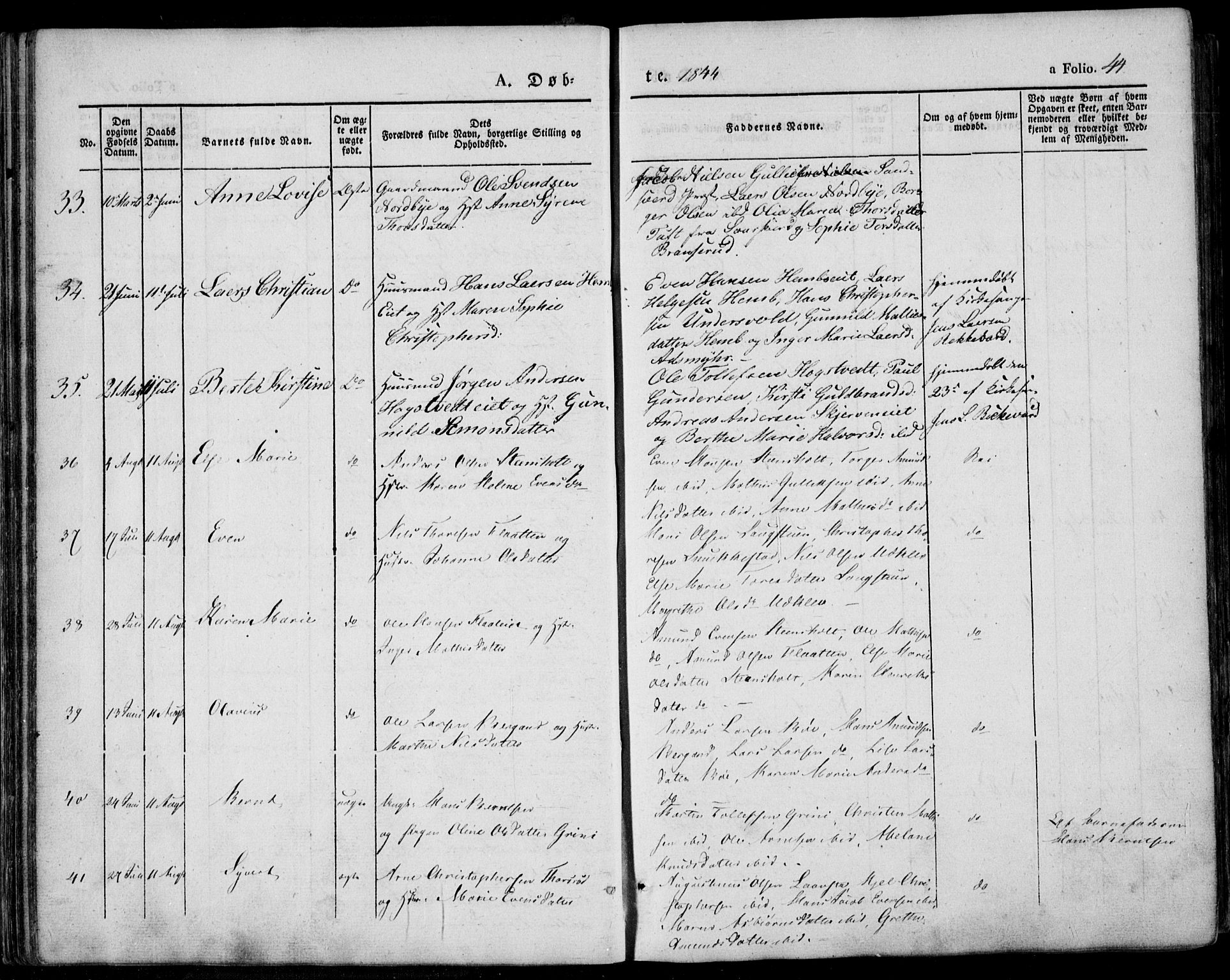 Lardal kirkebøker, SAKO/A-350/F/Fa/L0006: Parish register (official) no. I 6, 1835-1860, p. 44