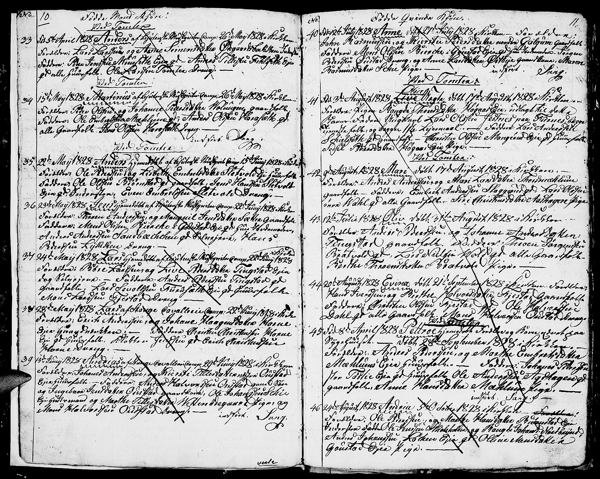 Romedal prestekontor, AV/SAH-PREST-004/L/L0006: Parish register (copy) no. 6, 1828-1830, p. 10-11