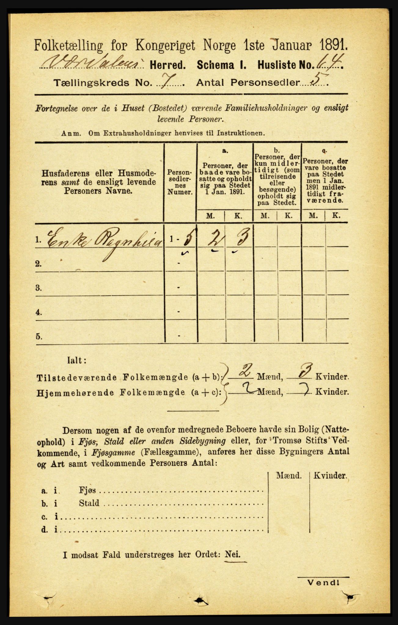 RA, 1891 census for 1721 Verdal, 1891, p. 3978