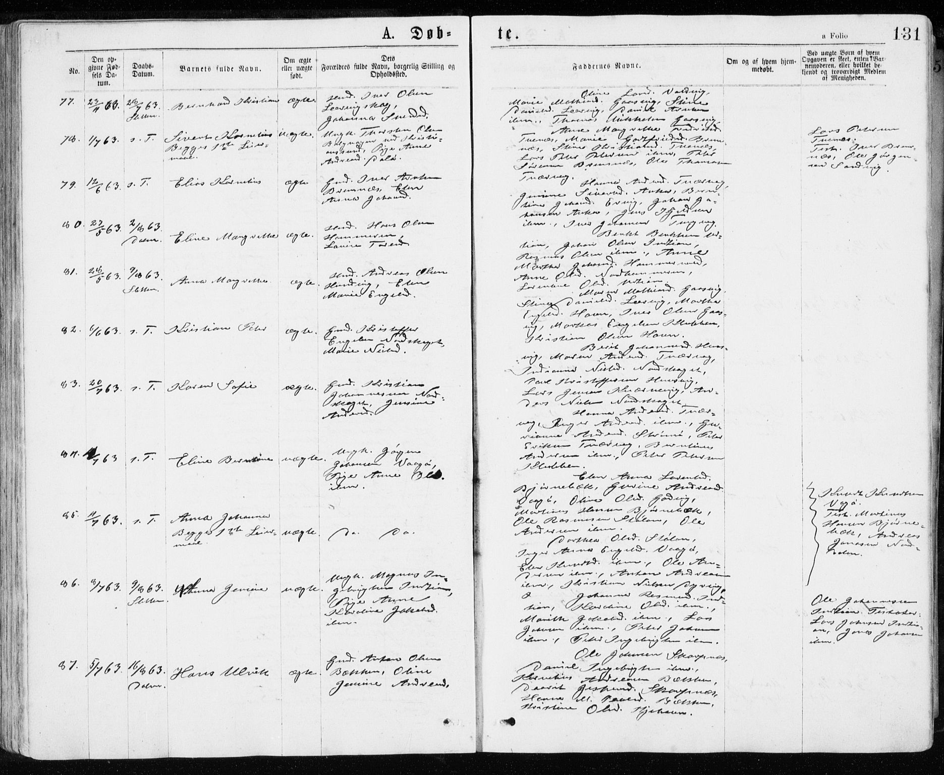 Ministerialprotokoller, klokkerbøker og fødselsregistre - Sør-Trøndelag, SAT/A-1456/640/L0576: Parish register (official) no. 640A01, 1846-1876, p. 131