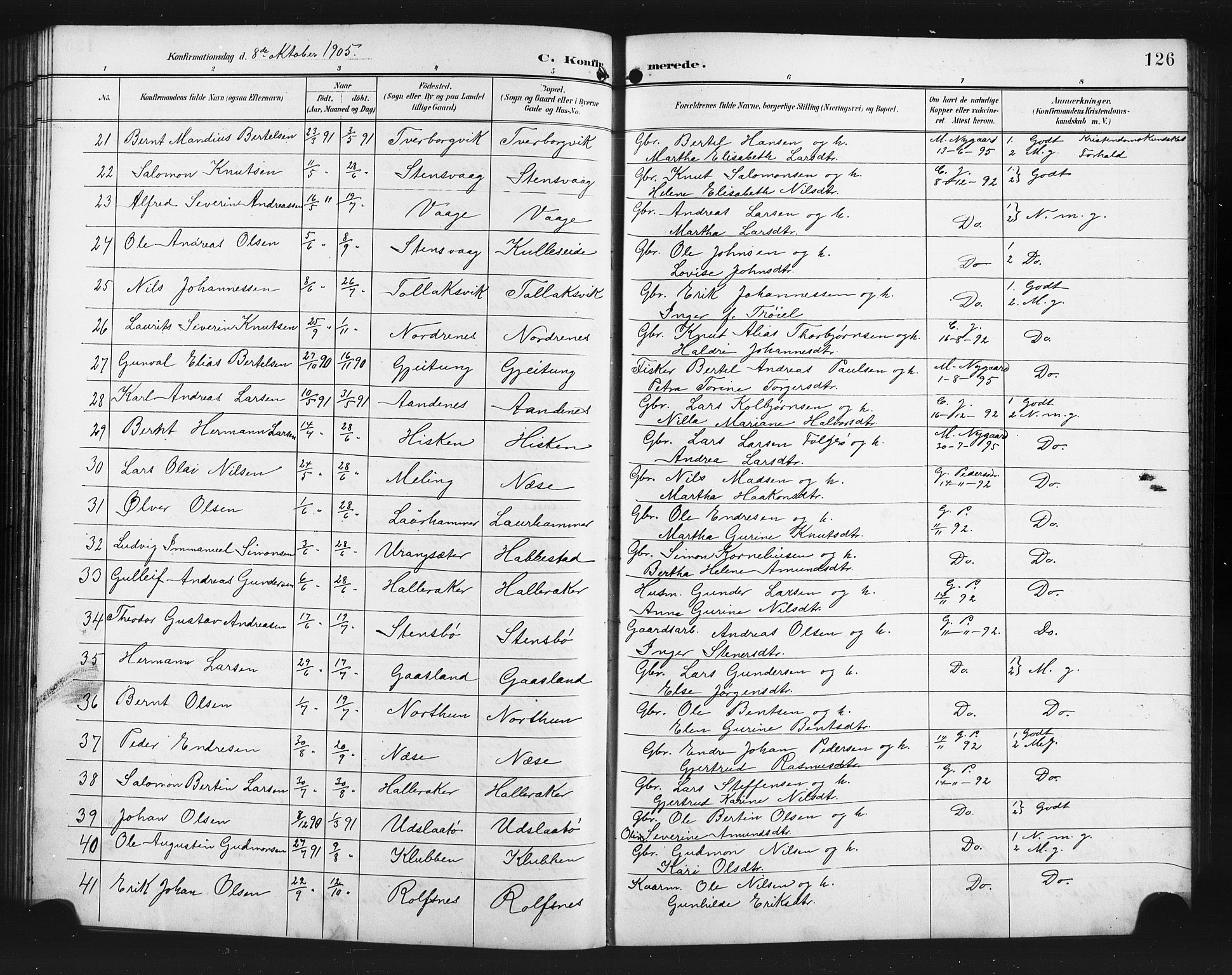 Finnås sokneprestembete, SAB/A-99925/H/Ha/Hab/Habb/L0004: Parish register (copy) no. B 4, 1897-1907, p. 126