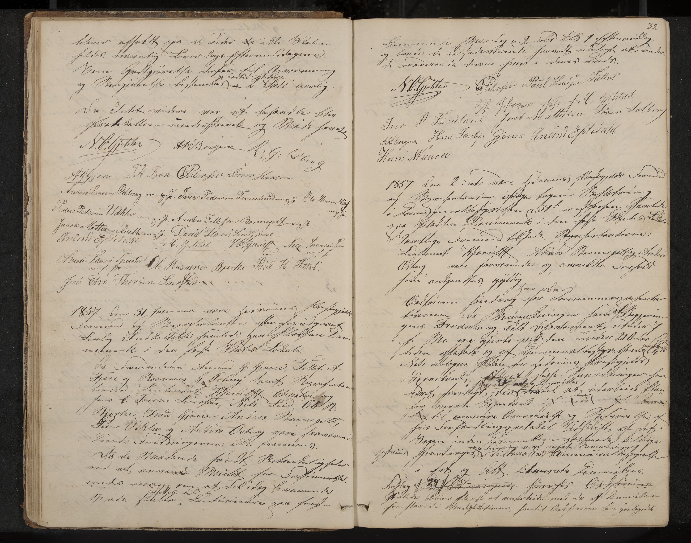 Hedrum formannskap og sentraladministrasjon, IKAK/0727021/A/Aa/L0002: Møtebok, 1853-1867, p. 32