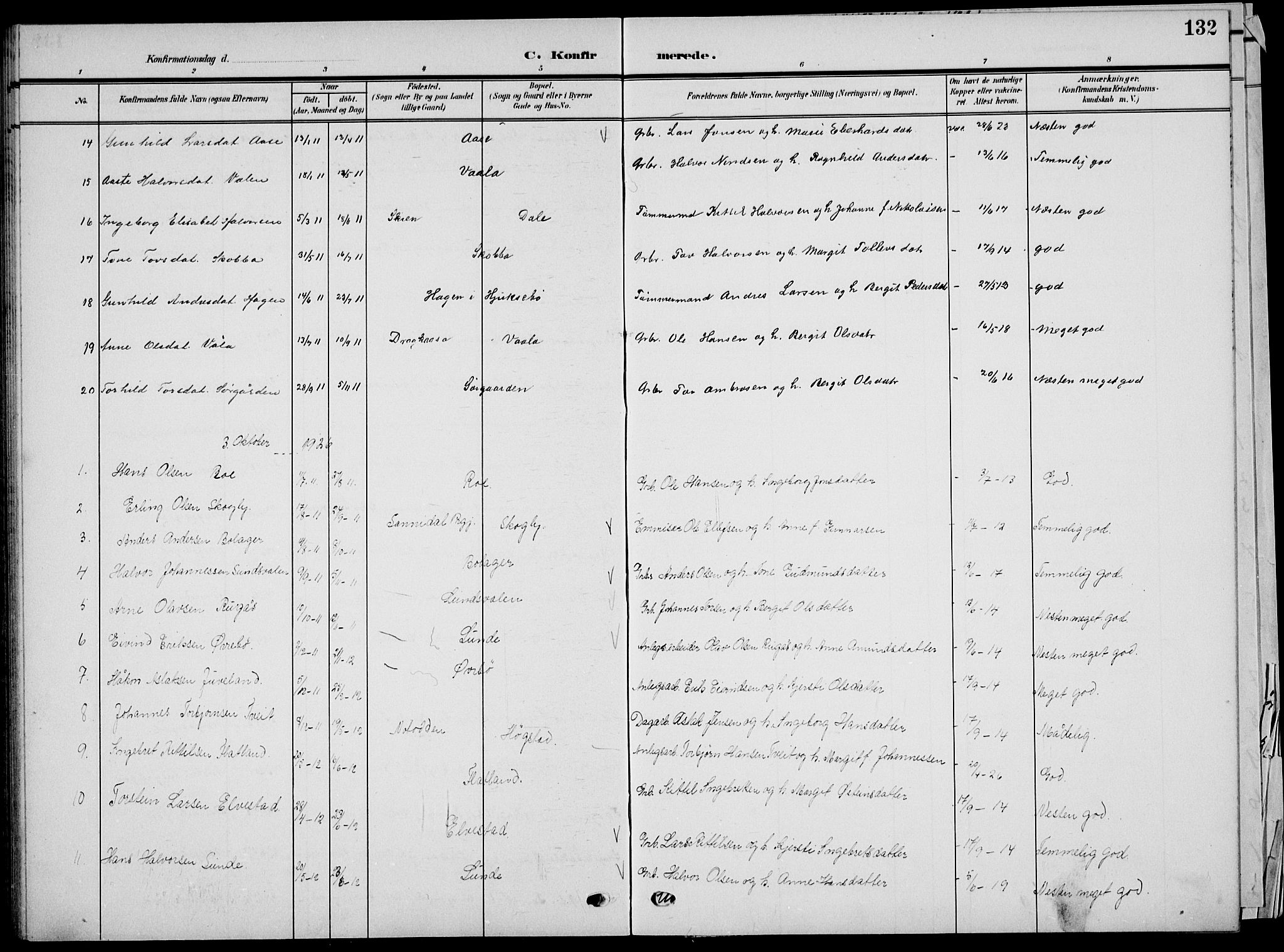 Sauherad kirkebøker, AV/SAKO-A-298/G/Ga/L0004a: Parish register (copy) no. I 4a, 1906-1934, p. 132