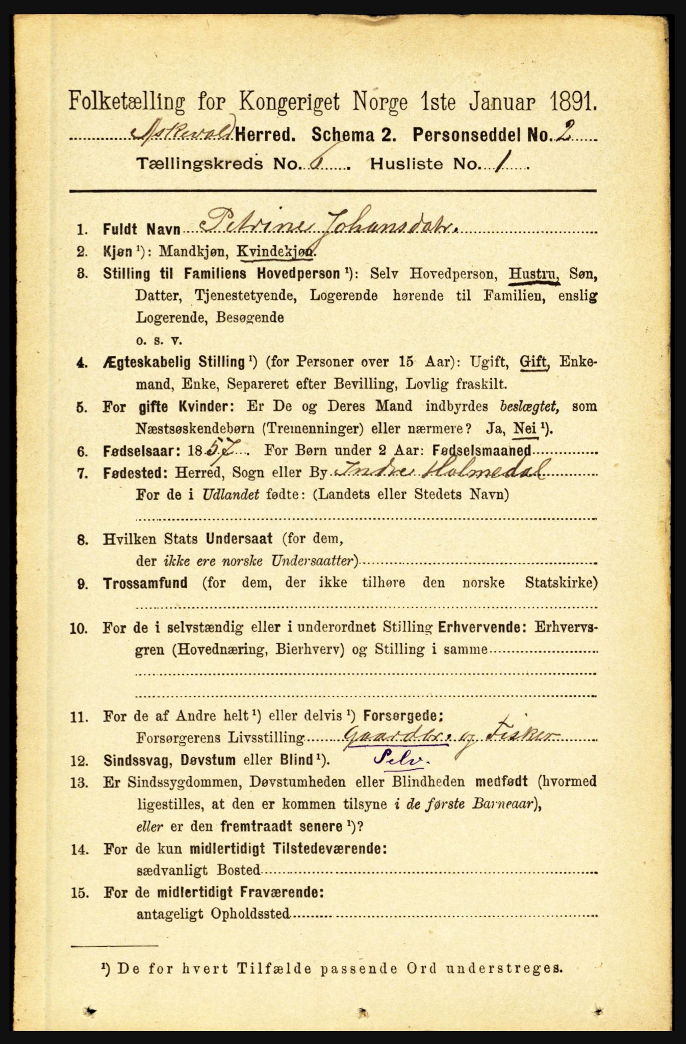 RA, 1891 census for 1428 Askvoll, 1891, p. 1681