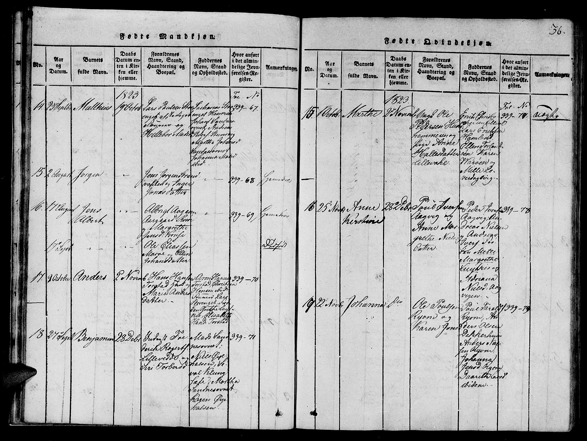 Ministerialprotokoller, klokkerbøker og fødselsregistre - Nord-Trøndelag, SAT/A-1458/784/L0667: Parish register (official) no. 784A03 /1, 1816-1829, p. 36