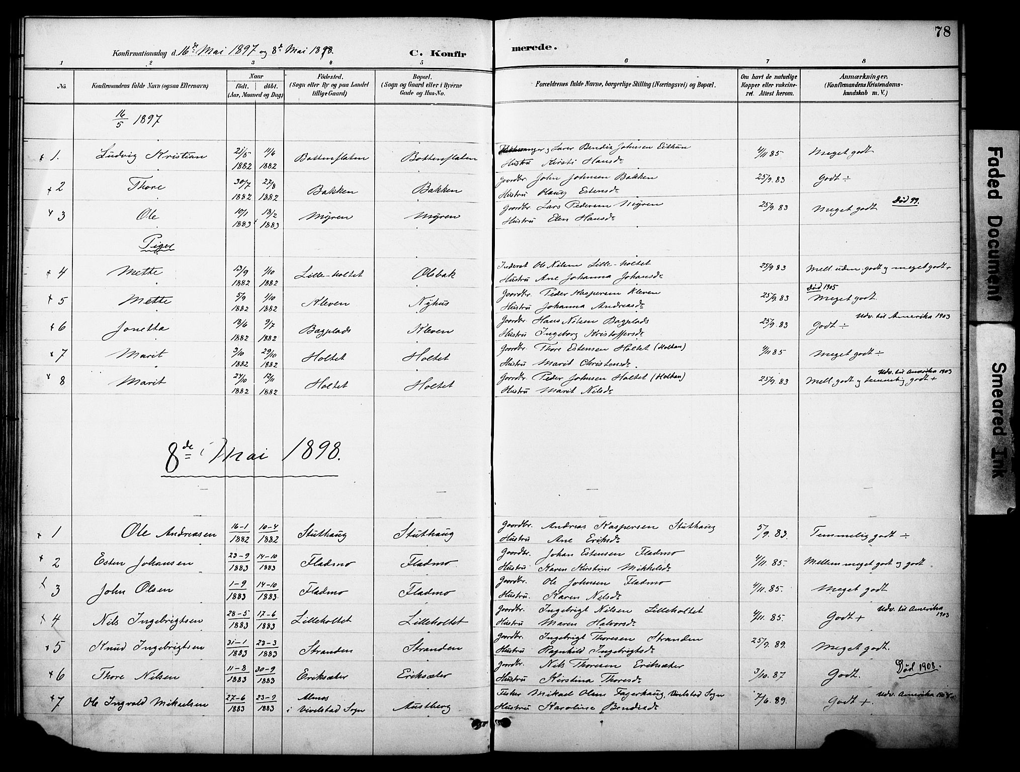 Kvikne prestekontor, AV/SAH-PREST-064/H/Ha/Haa/L0007: Parish register (official) no. 7, 1887-1911, p. 78