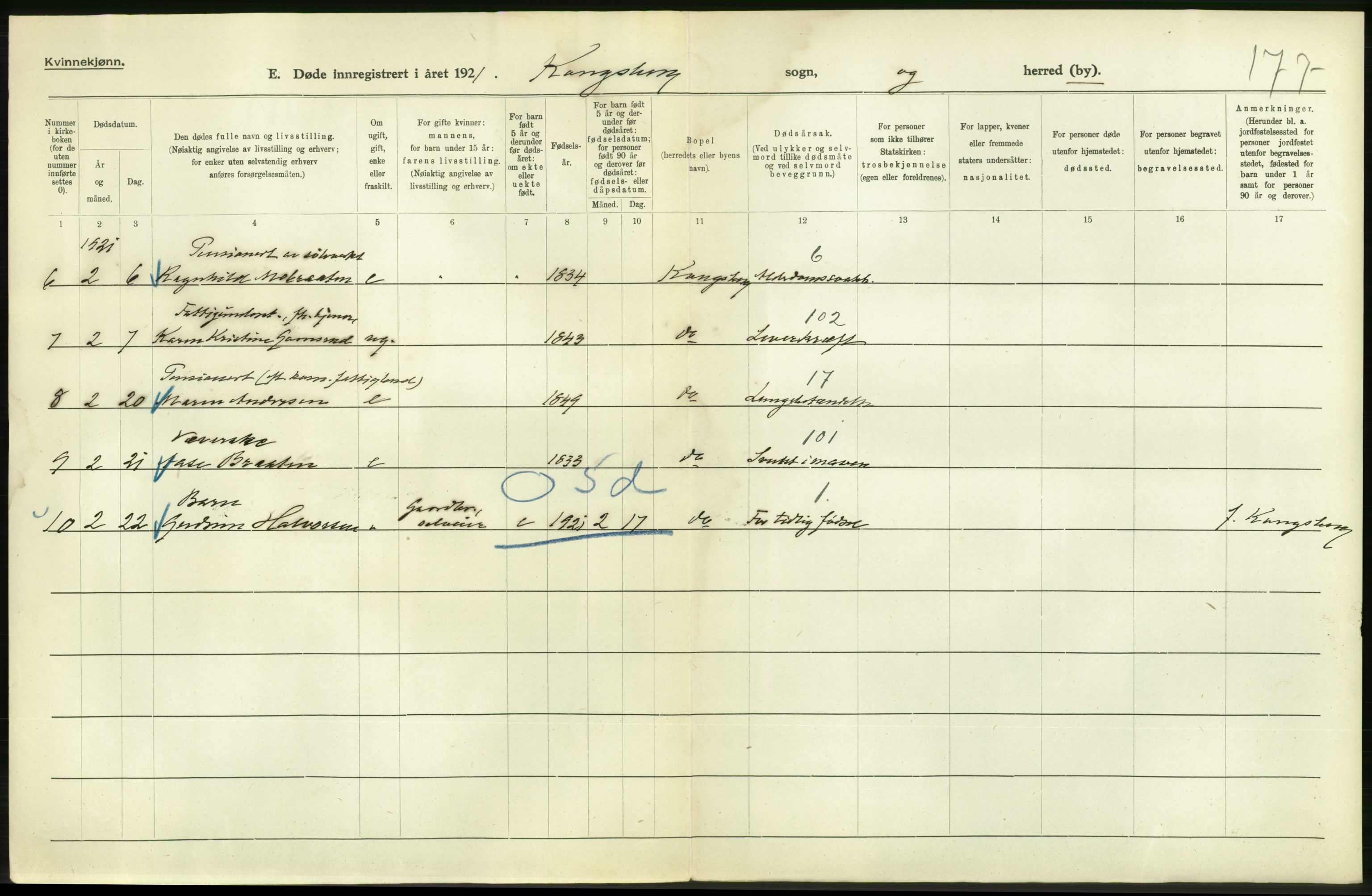 Statistisk sentralbyrå, Sosiodemografiske emner, Befolkning, AV/RA-S-2228/D/Df/Dfc/Dfca/L0020: Buskerud fylke: Døde. Byer og bygder., 1921, p. 426