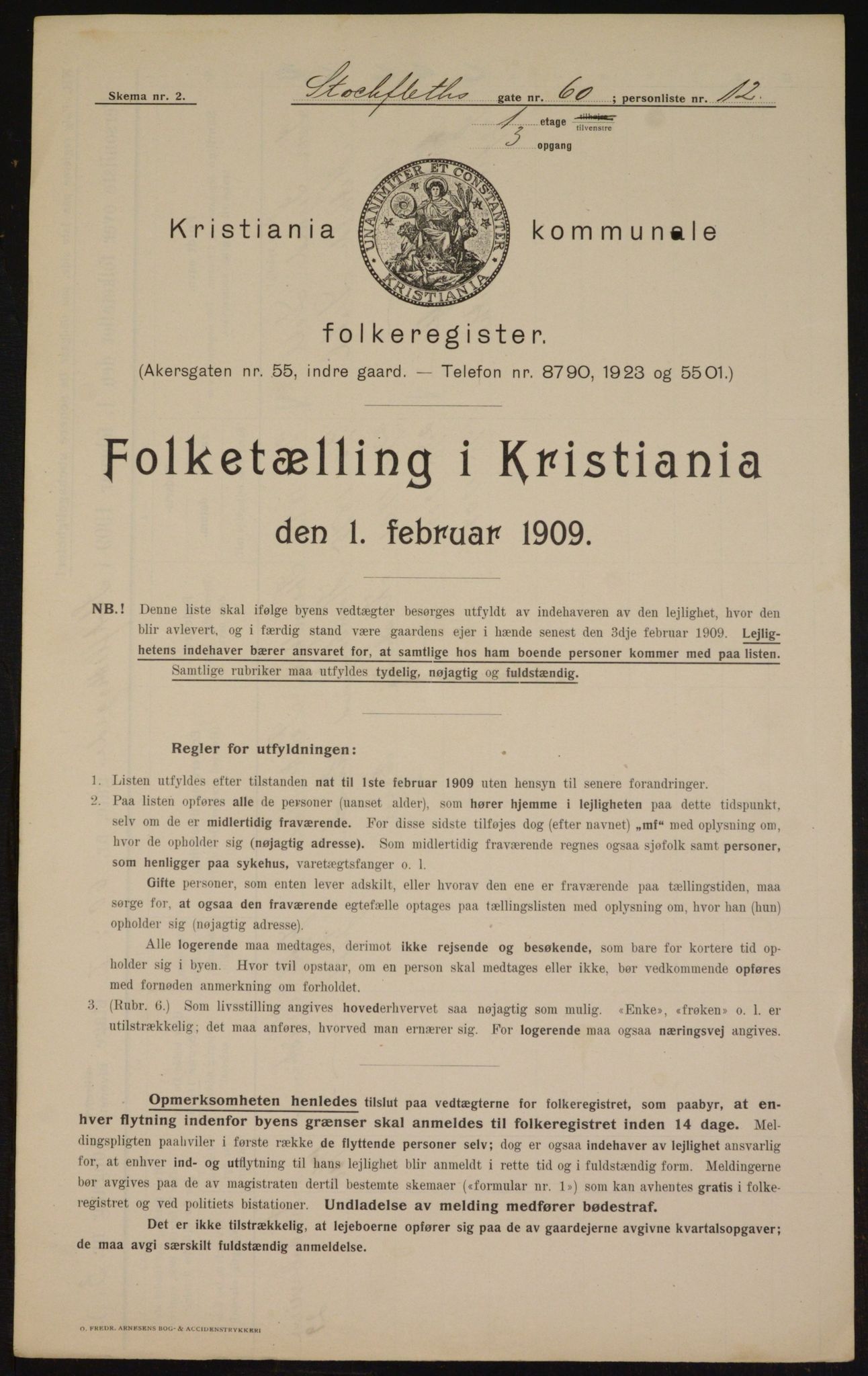 OBA, Municipal Census 1909 for Kristiania, 1909, p. 92588