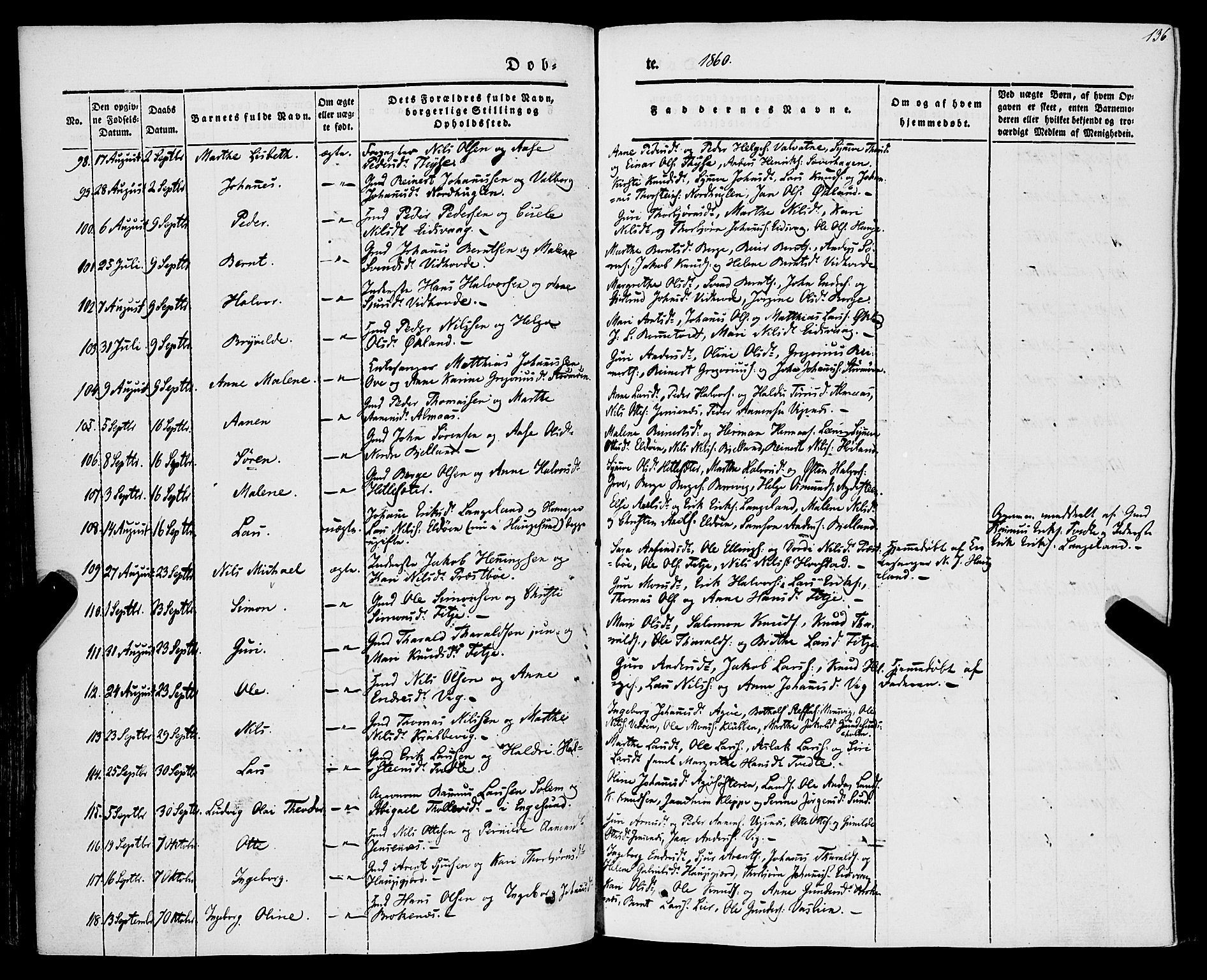 Stord sokneprestembete, AV/SAB-A-78201/H/Haa: Parish register (official) no. A 7, 1841-1861, p. 136