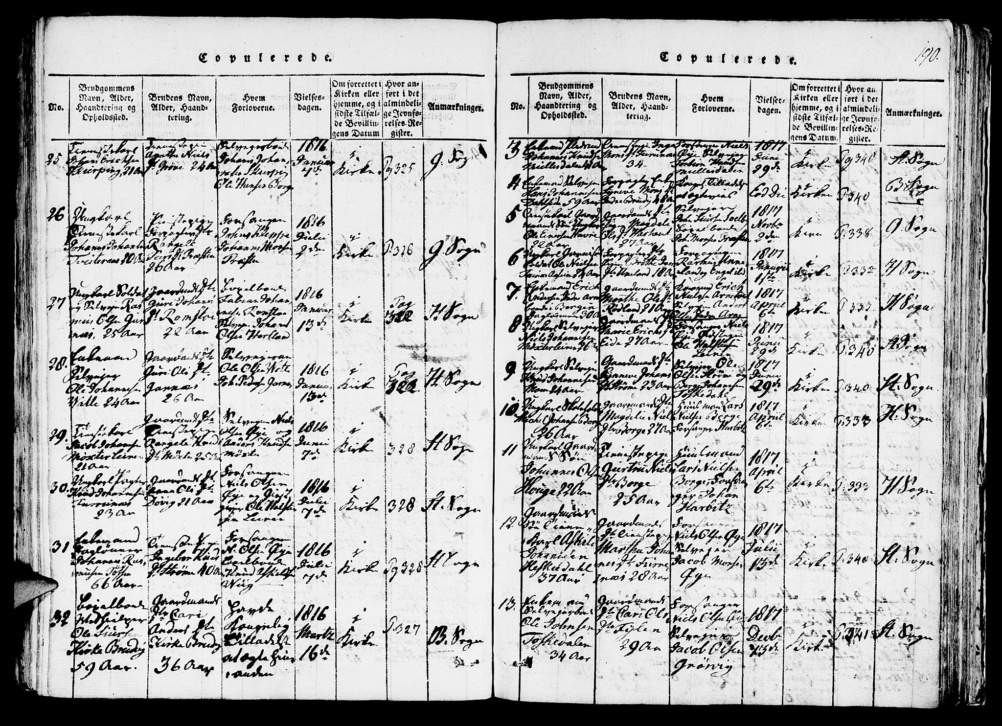 Haus sokneprestembete, AV/SAB-A-75601/H/Haa: Parish register (official) no. A 12, 1816-1821, p. 190